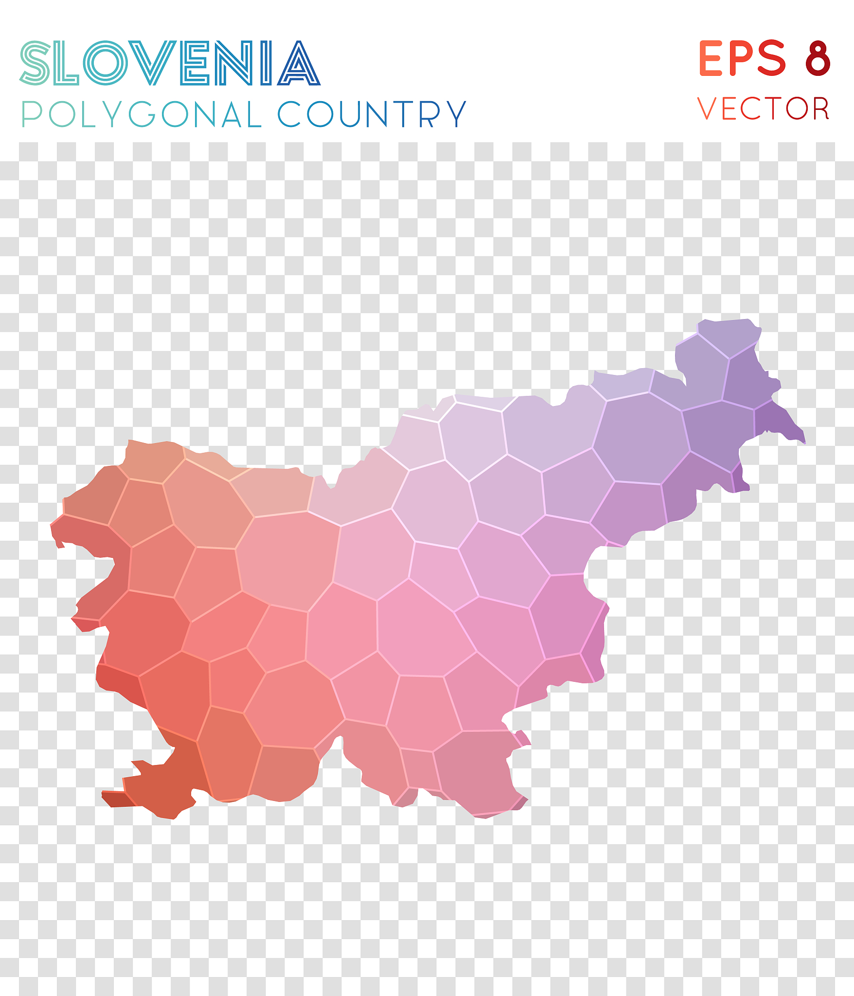 slovenia polygonal map, mosaic style country.
