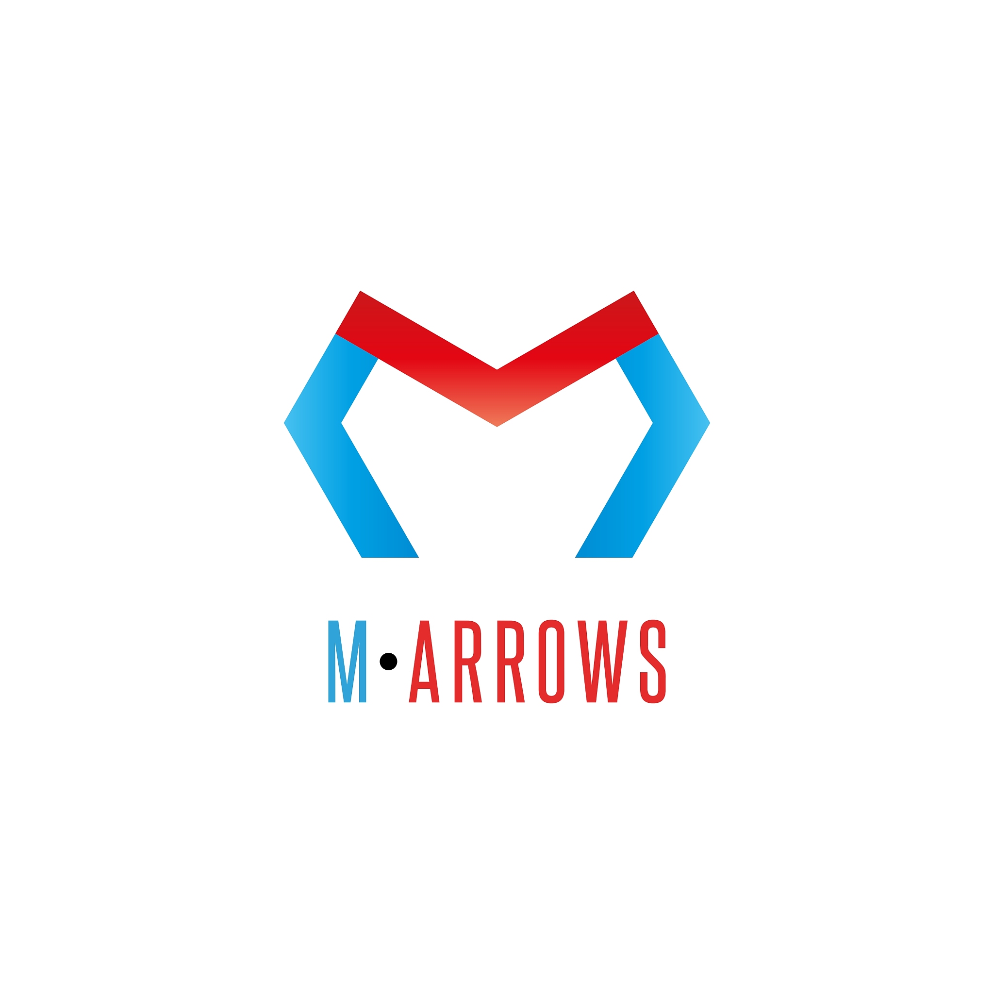 letter m logo arrows red and blue color direction