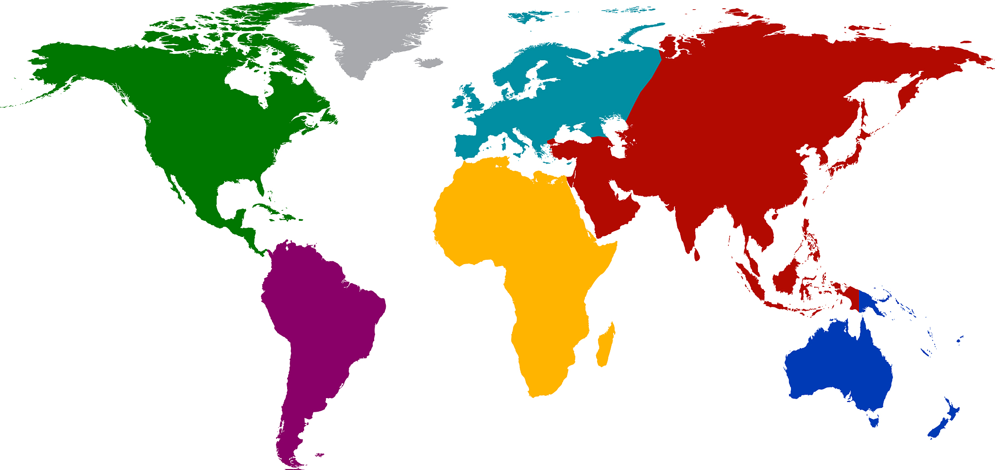 world map with colored continents