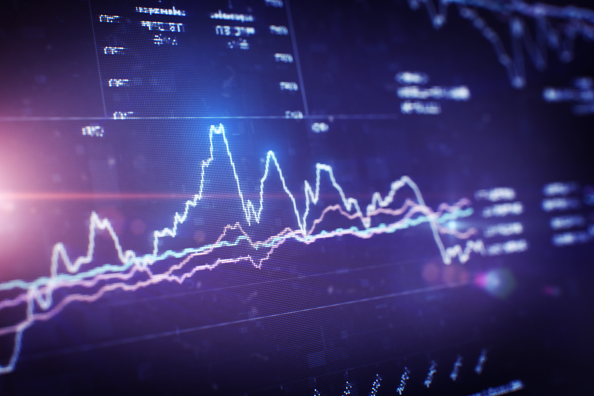 financial chart at digital display