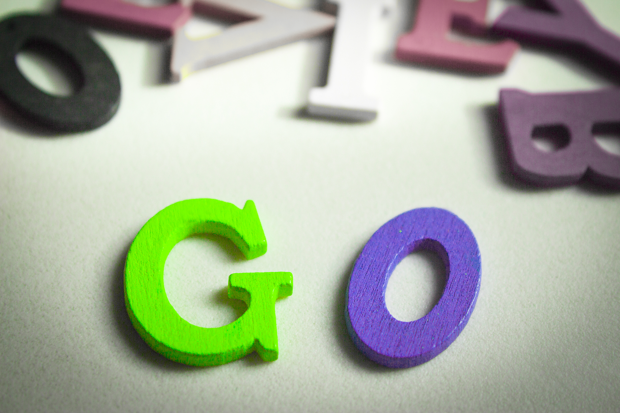colorful letters that make up the word go