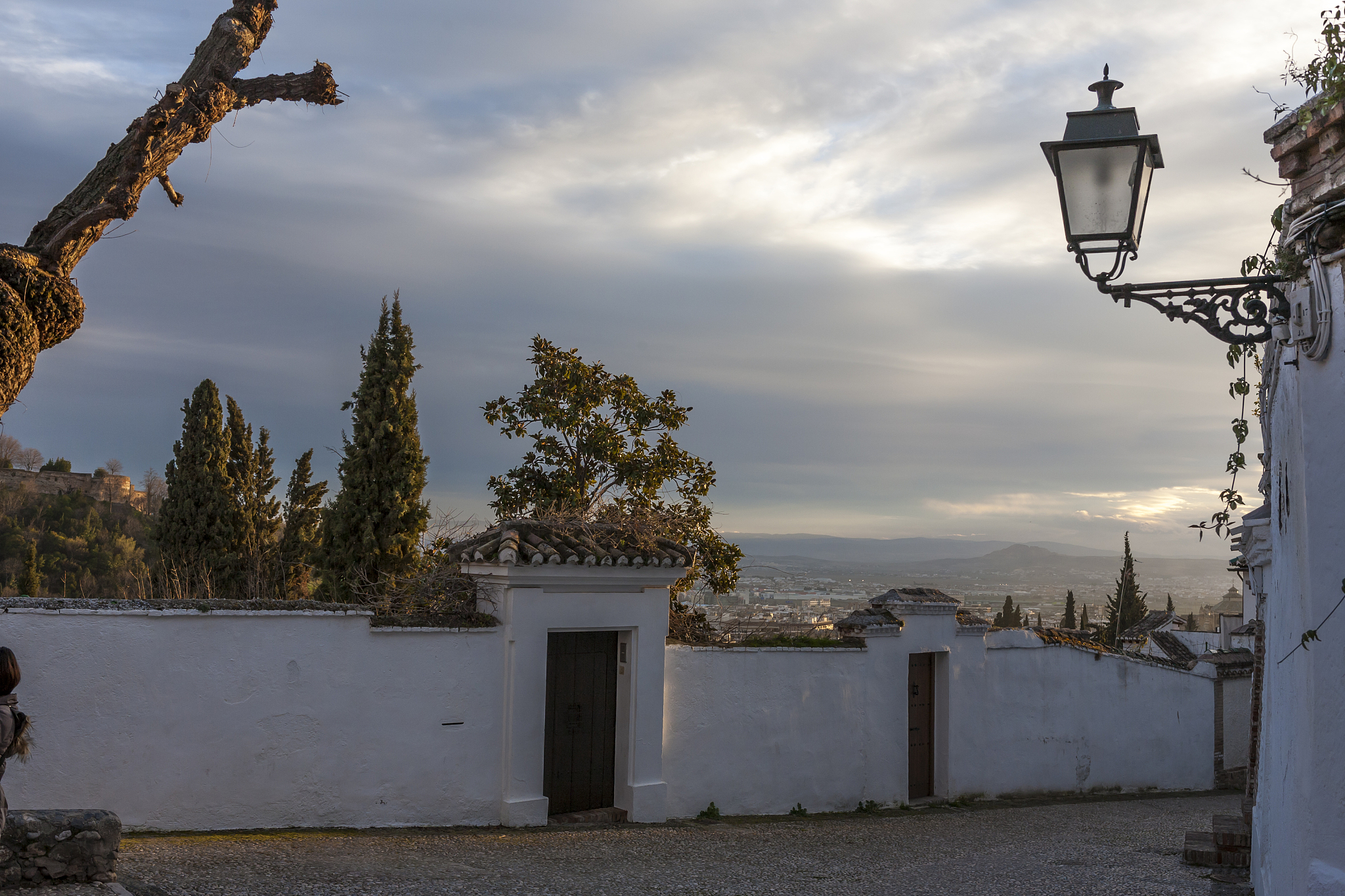 comino square, albaicin, granada, spain, with a view across the 