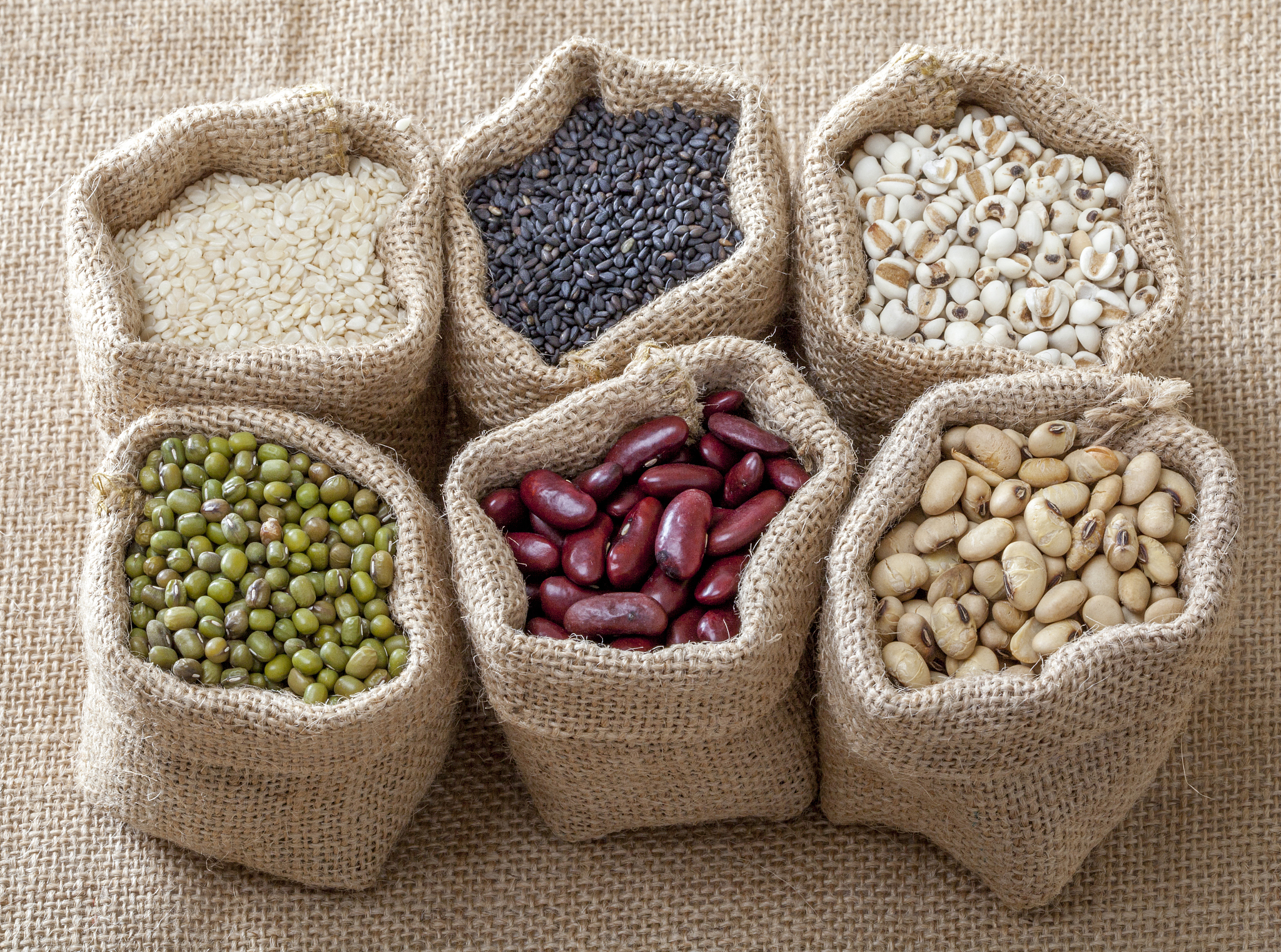 sesame, green beans, soybean, millet, red beans