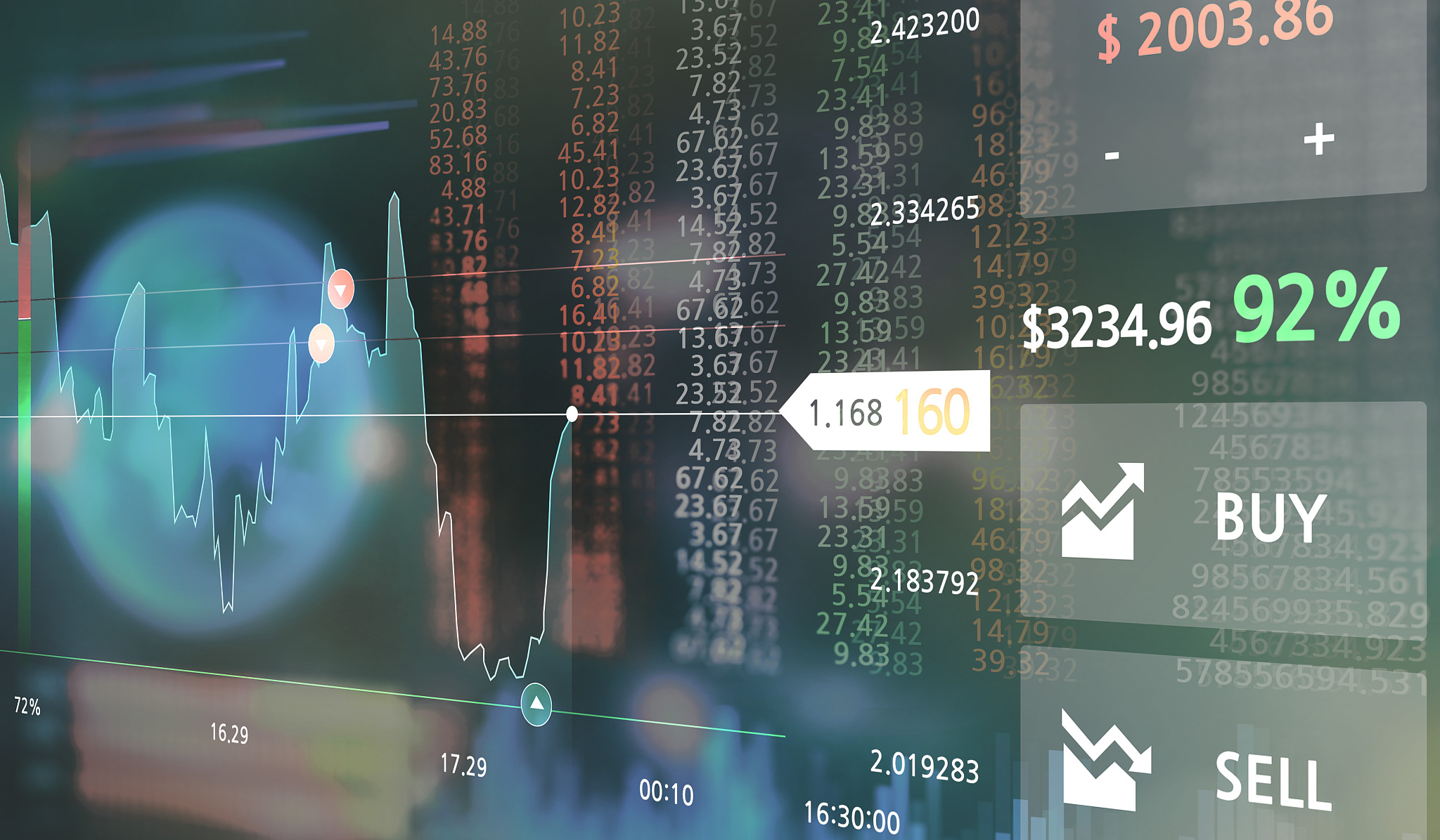 stock exchange market graph on led screen for business concept.
