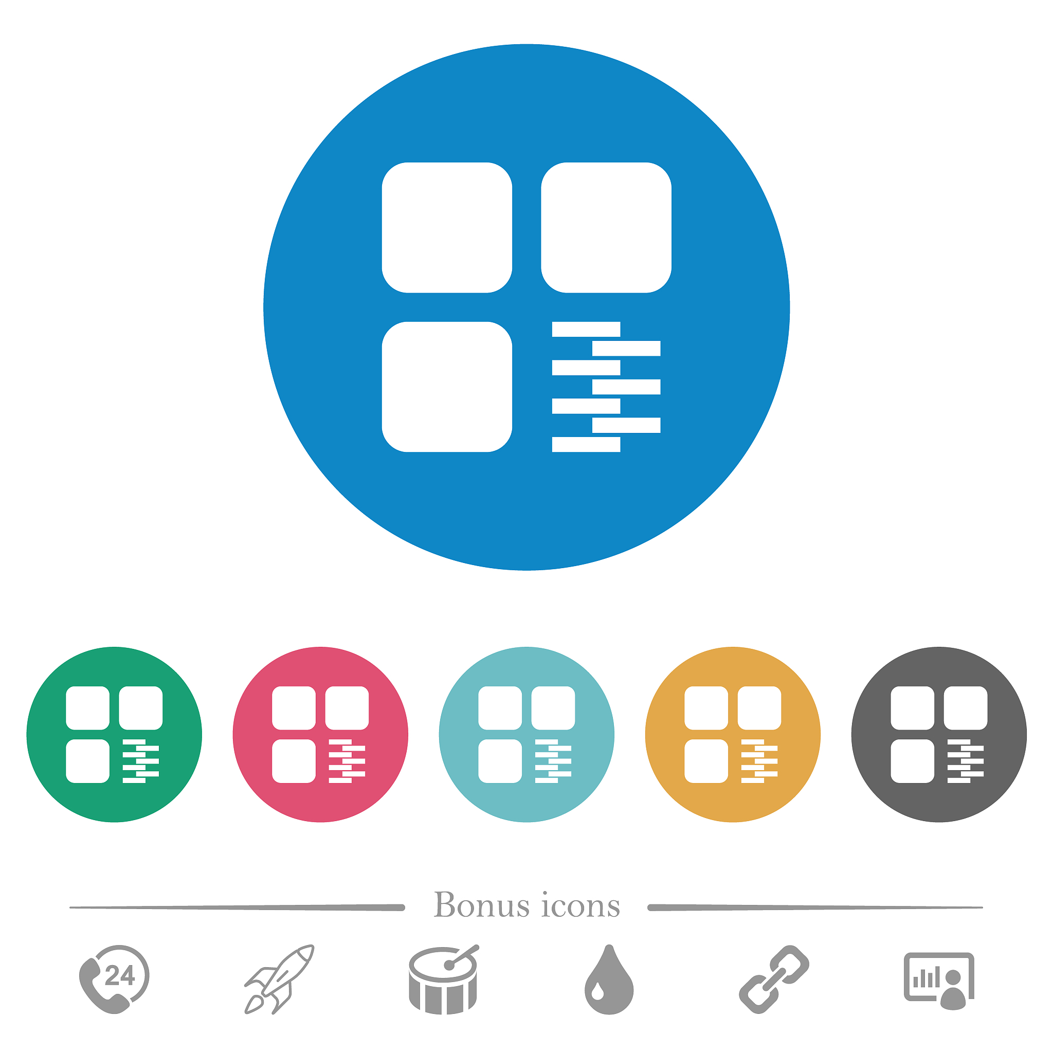 zip component flat round icons