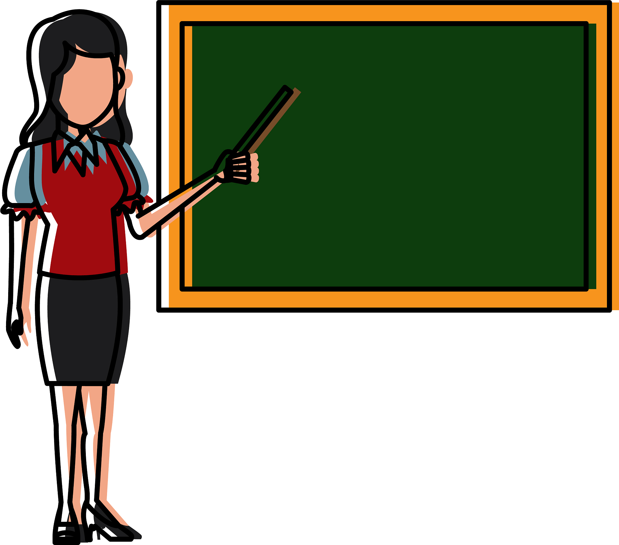 teacher with blackboard
