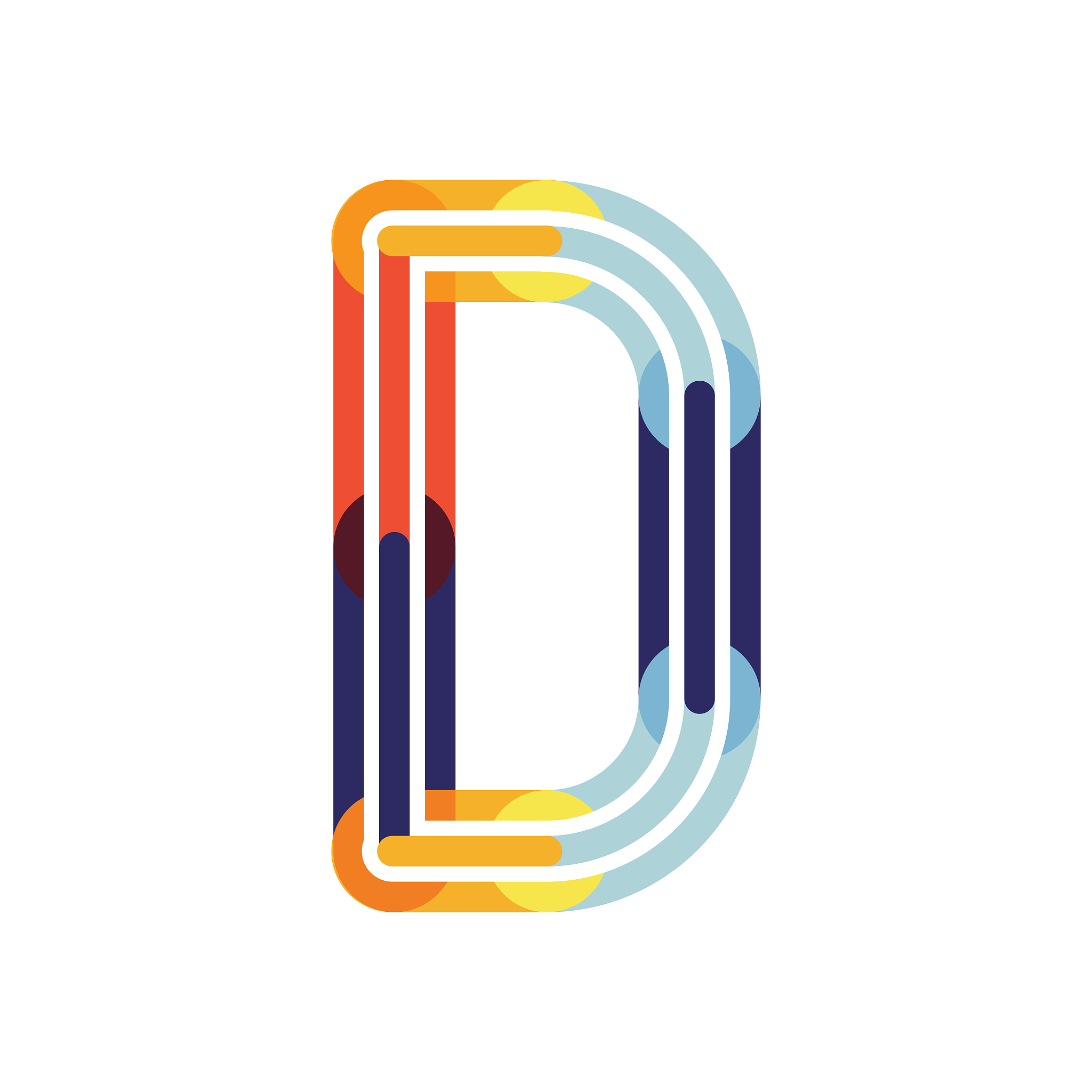 letter d colorful poly overlay icon design