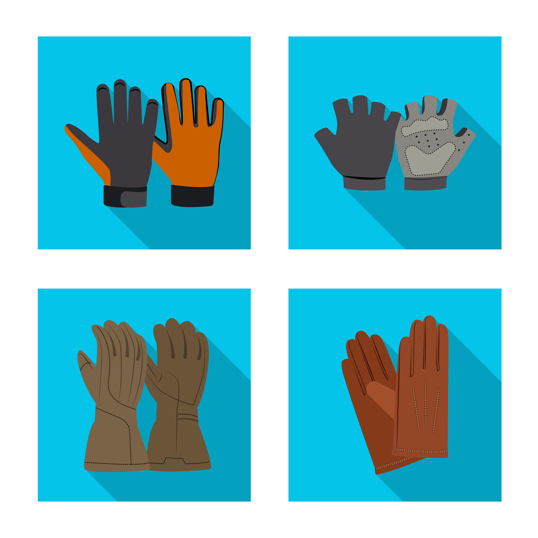 isolated object of glove and winter logo set of