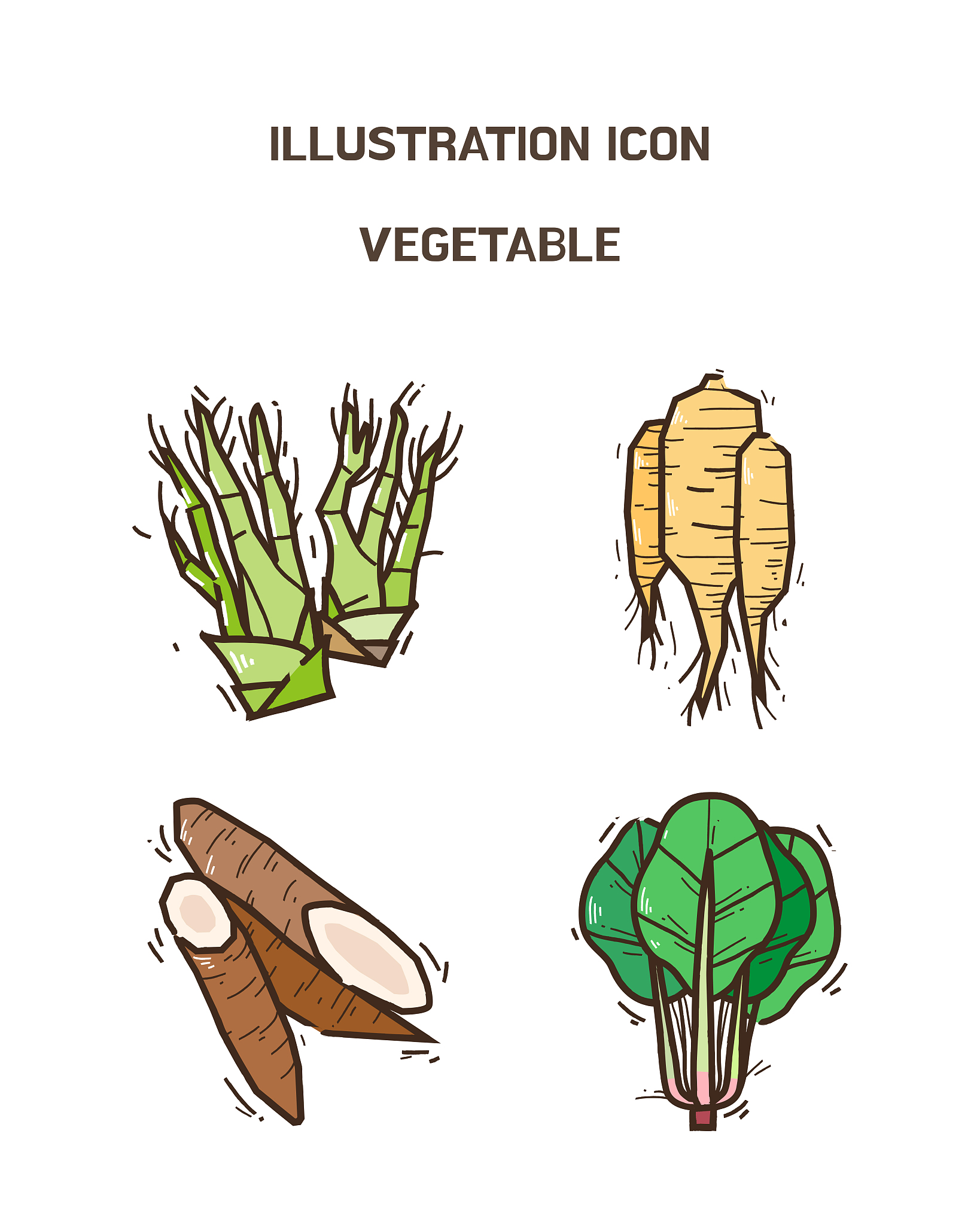 vector - fruit and vegetable icon set for healthy food on white 