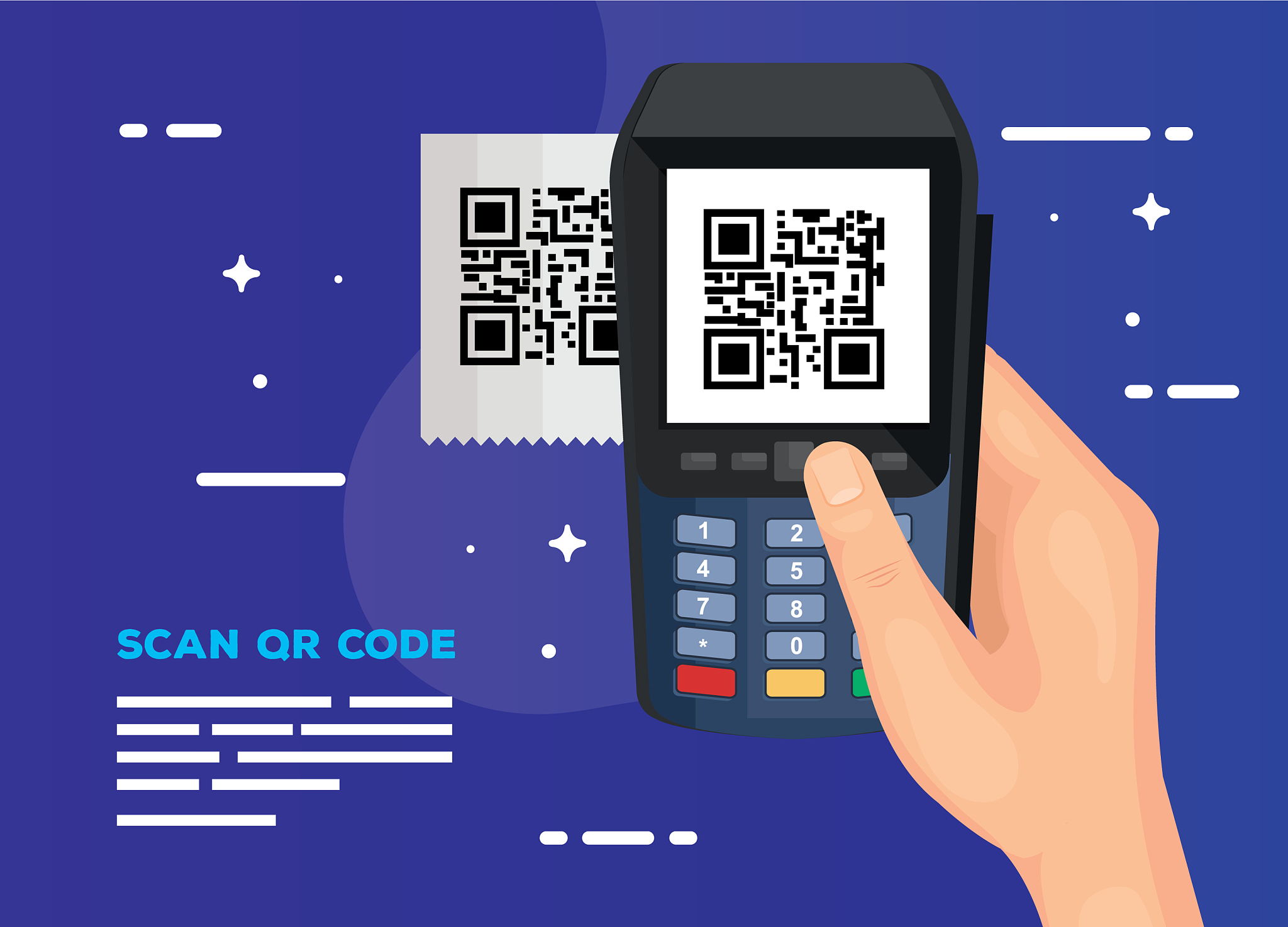 hand user scan code qr with dataphone