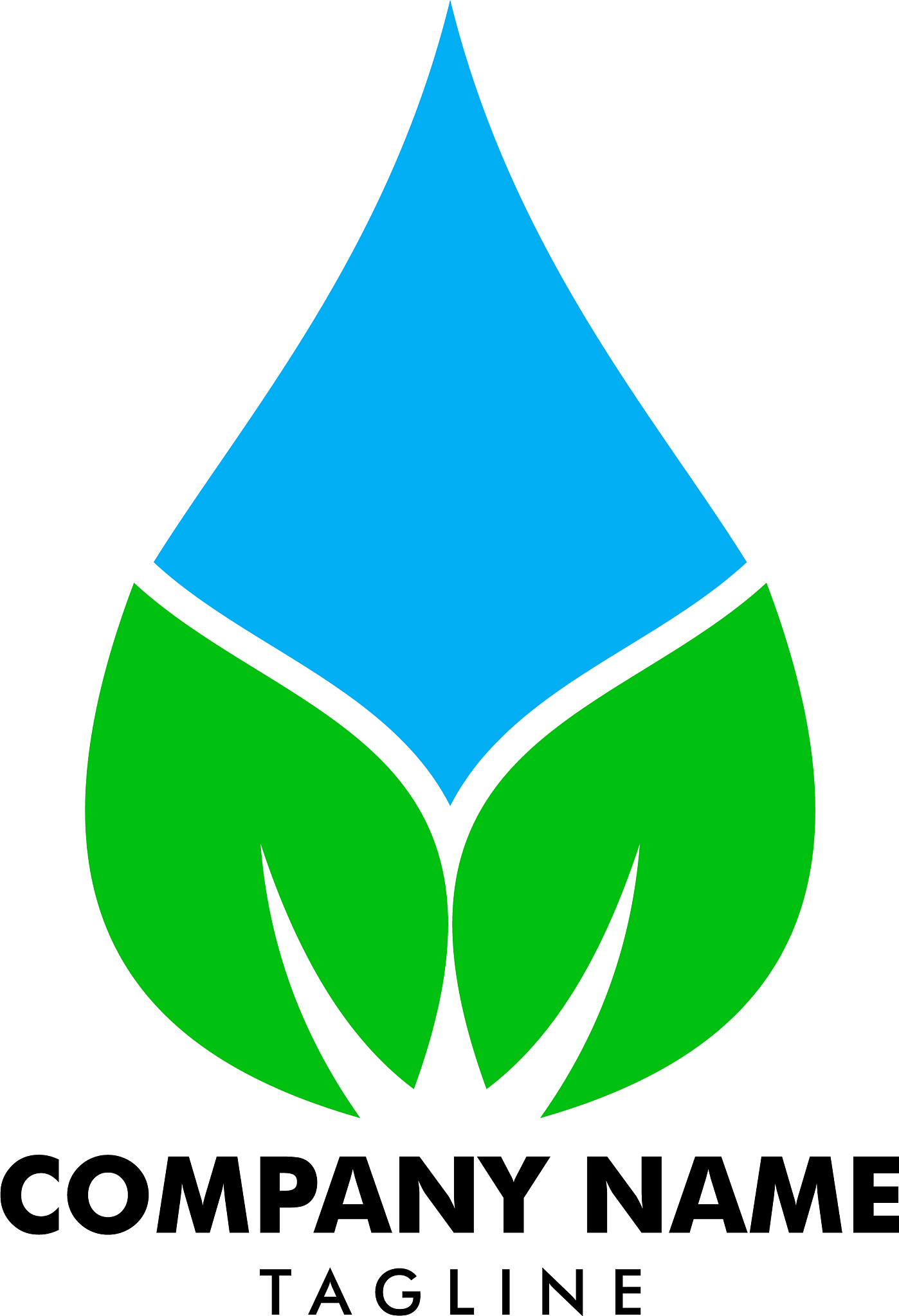 water drop leaf nature logo design template