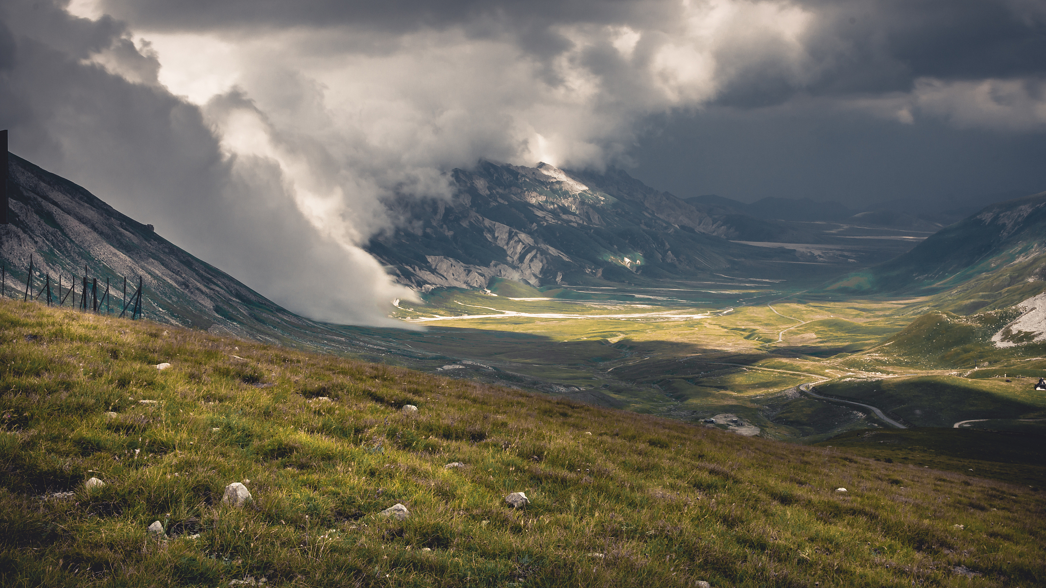 abruzzo, plateau near gran sasso mountain in summer