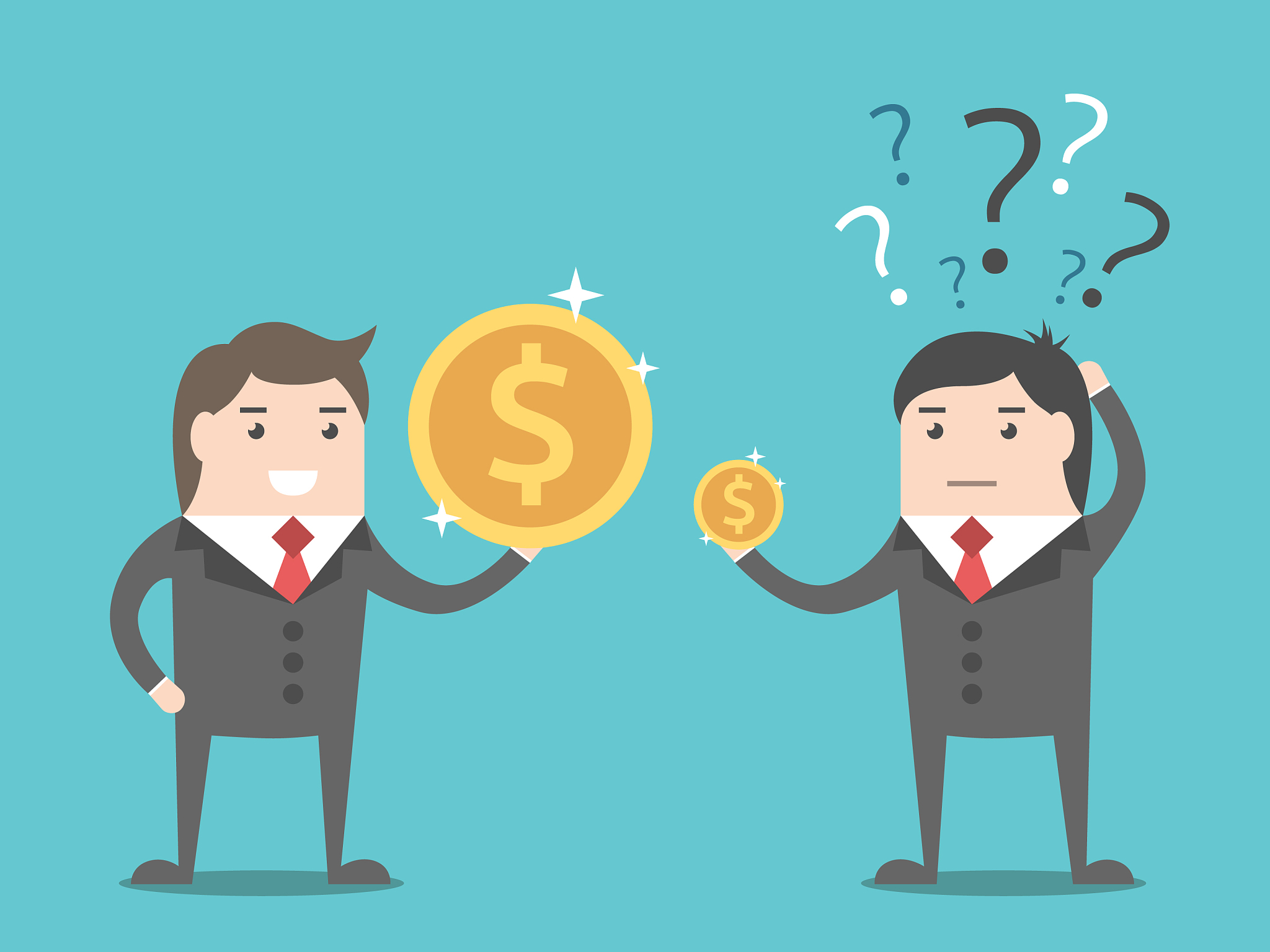 two businessmen with money