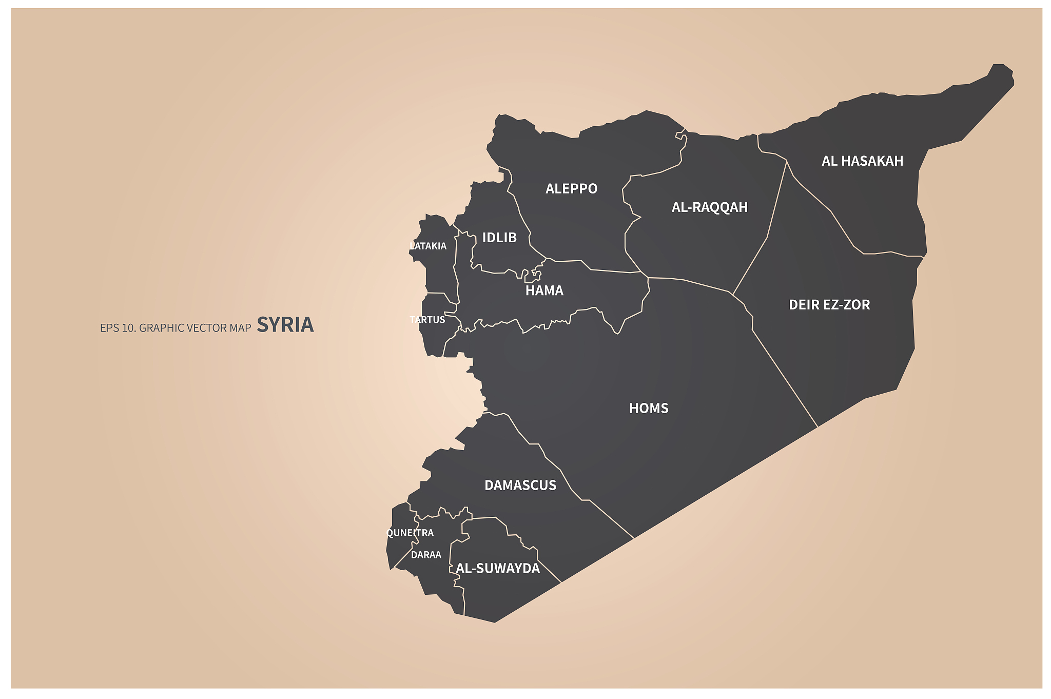 syria map. vector map of syria in middle east.