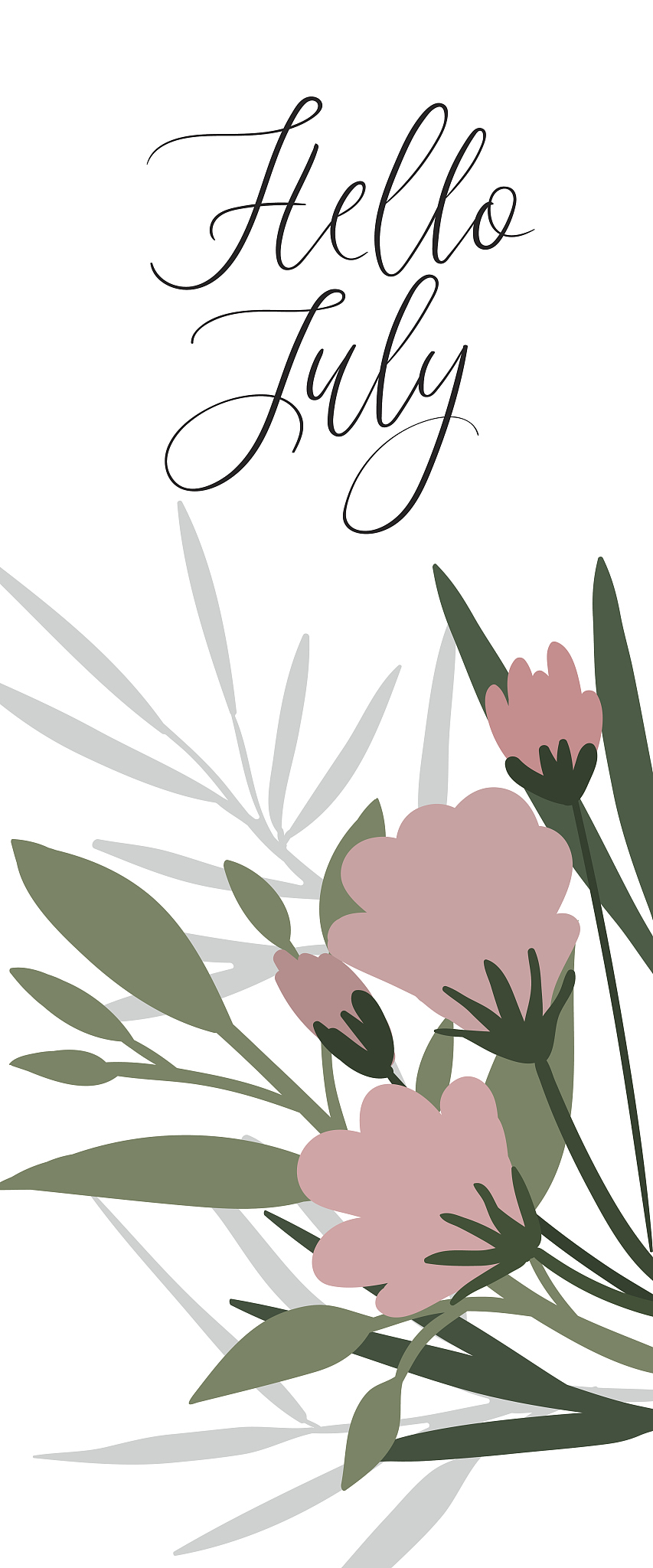 hello july hand lettering card. modern calligraphy. vector illus