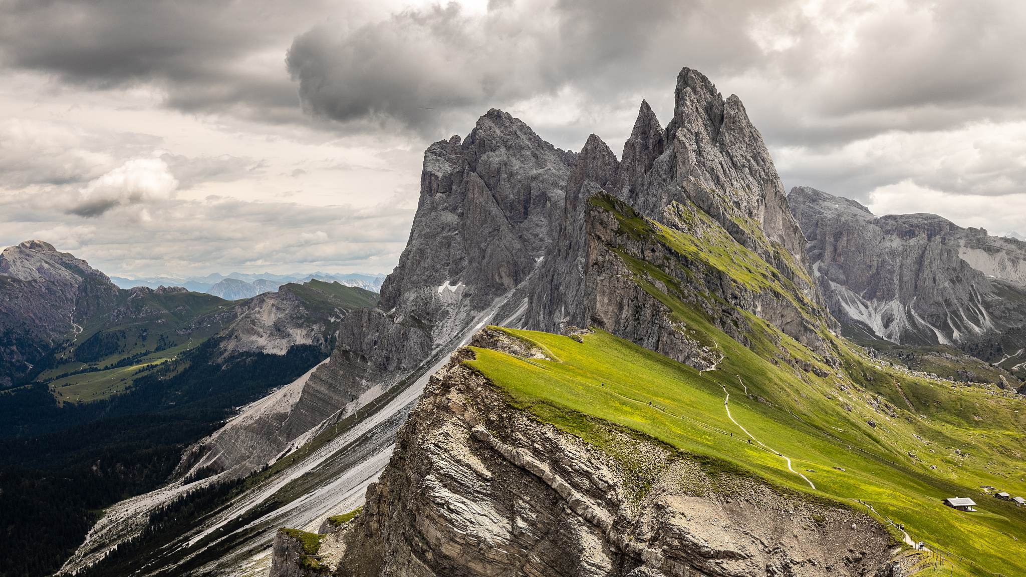 seceda mountain peak in dolomites, south tyrol, italy