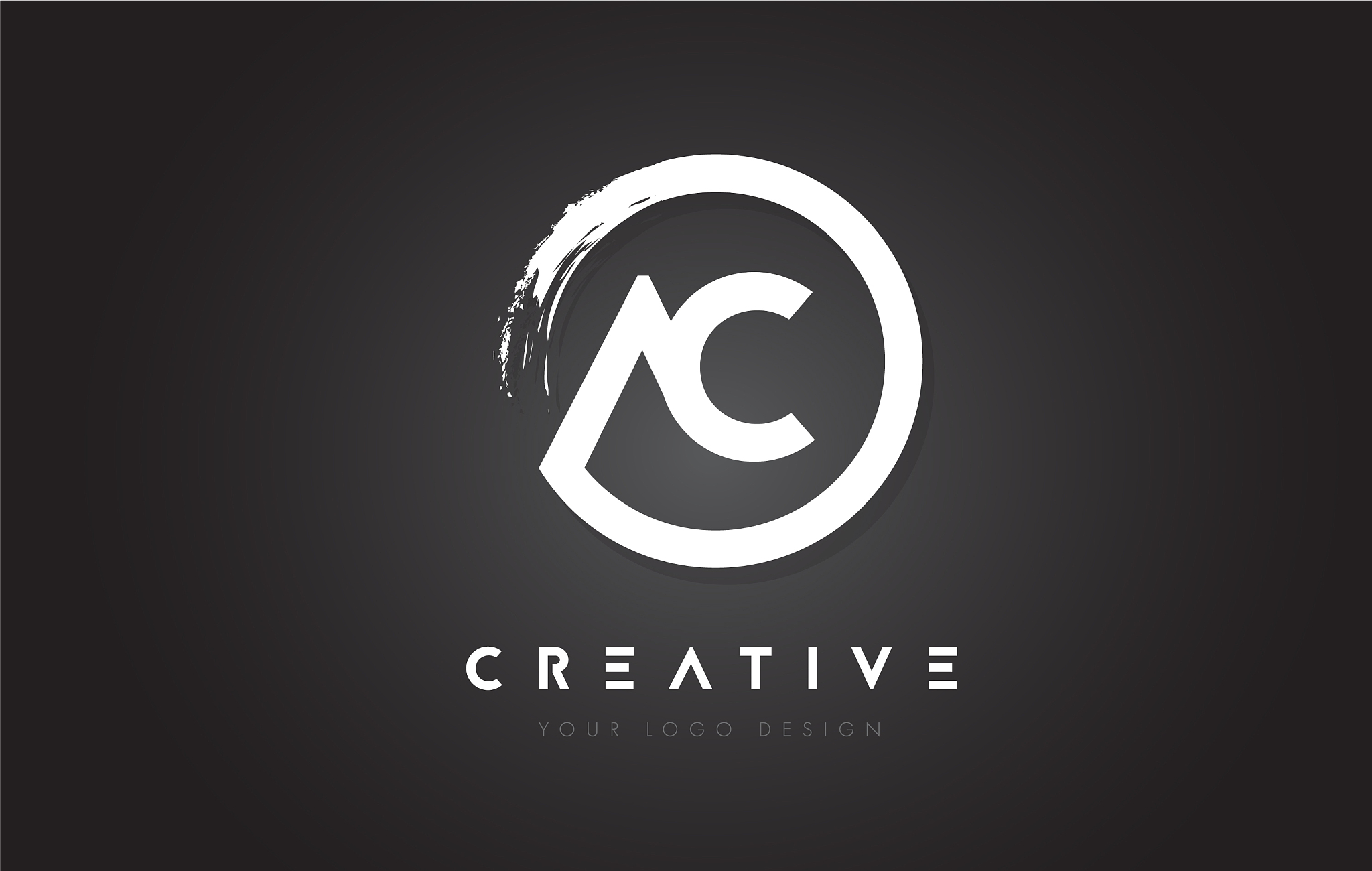 ac circular letter logo with circle brush design