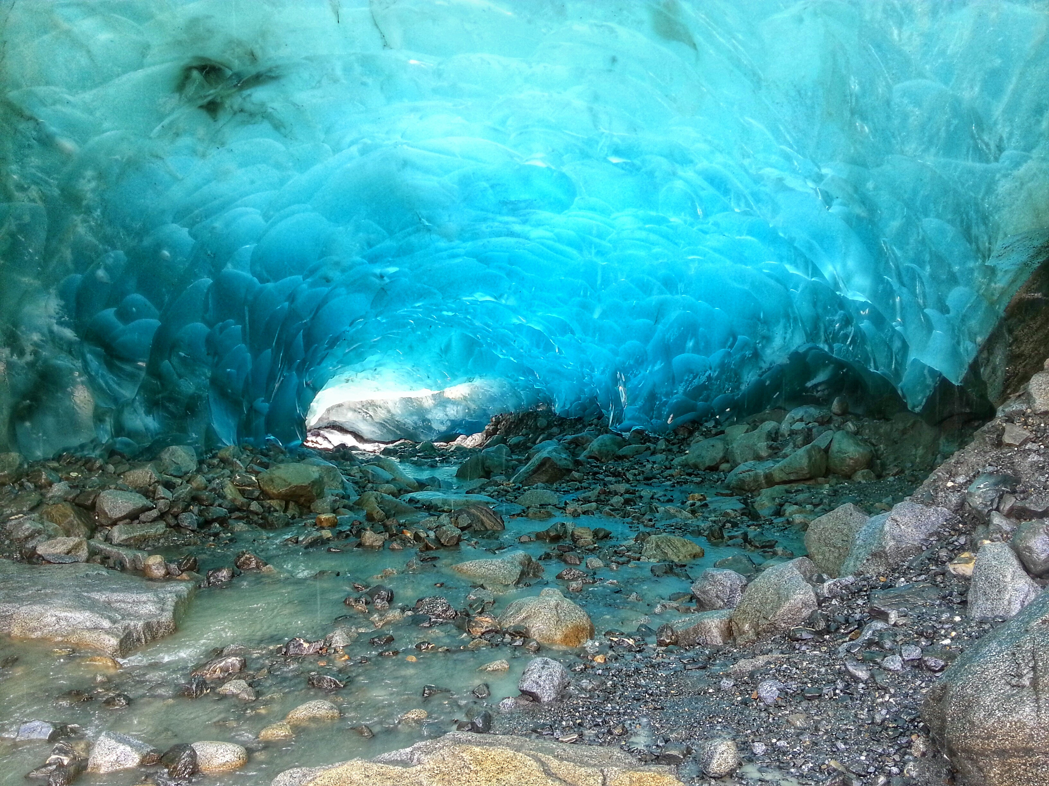glacier cave and river in alaska