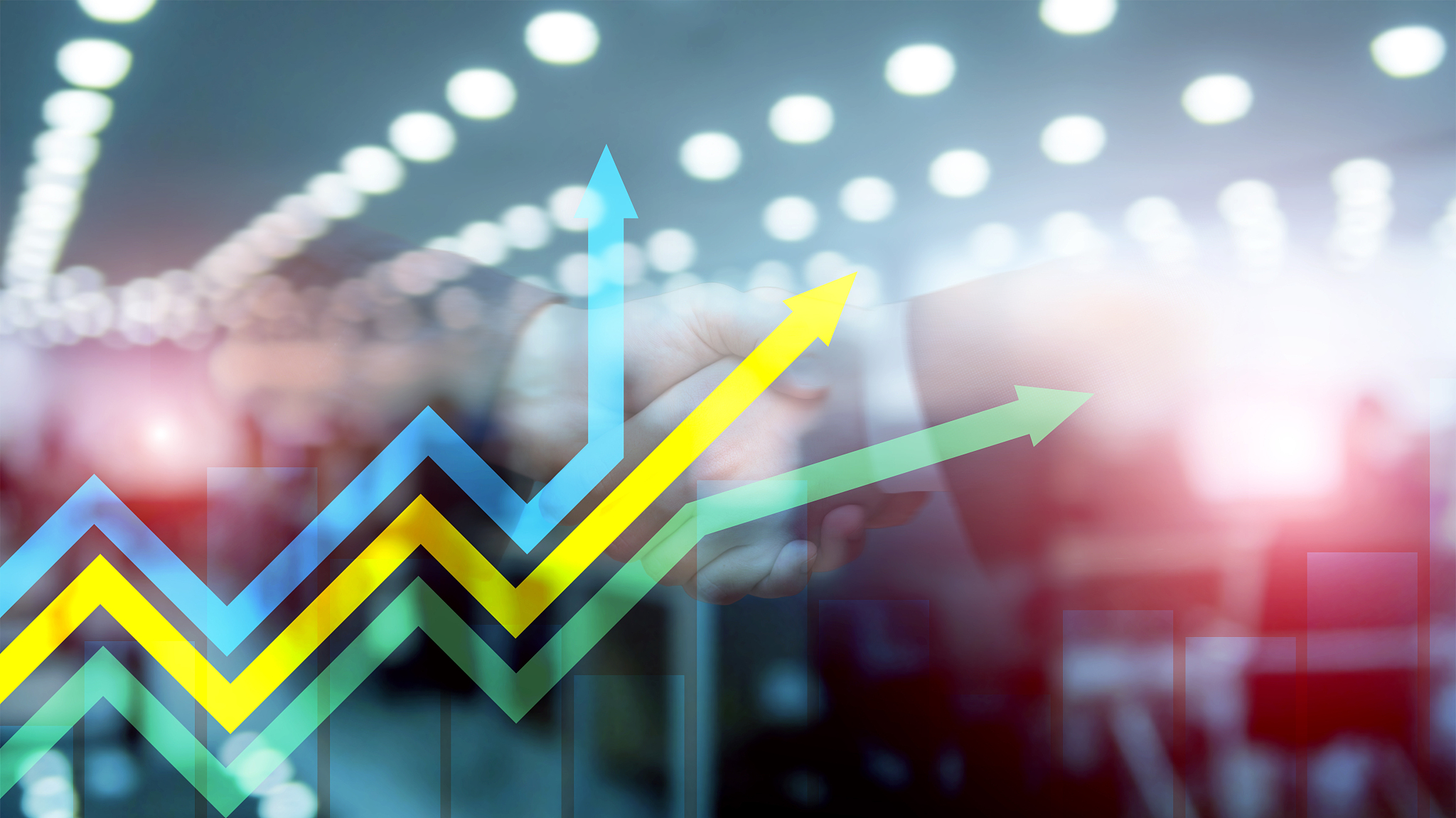 financial growth arrows graph. investment and trading concept.