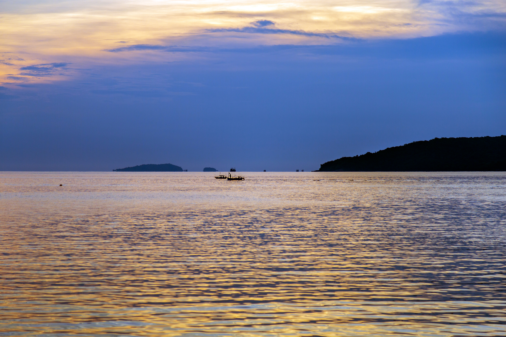 beautiful seascape picture on sea an island in the morning.