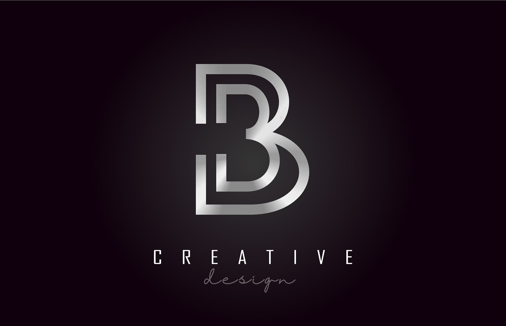 b silver letter logo monogram design creative b