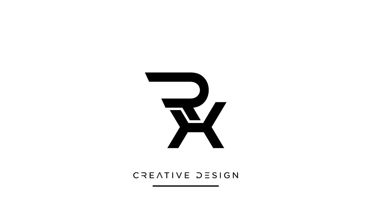 现代抽象字母rx,xr标志设计.最小rx, xr初始基于图标矢量