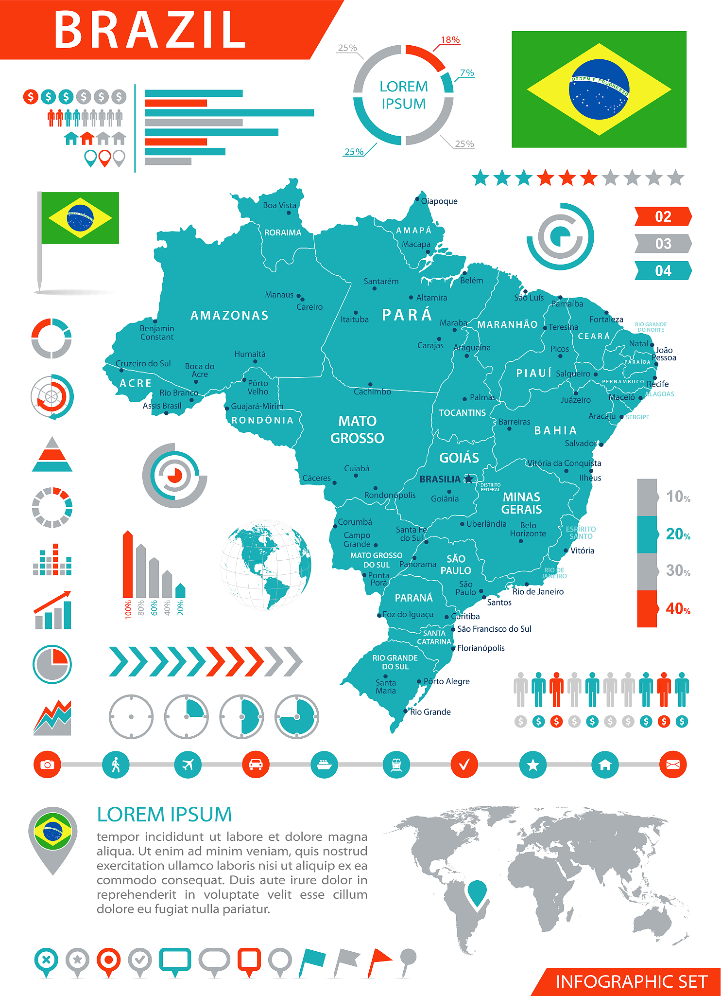 map of brazil - infographic vector