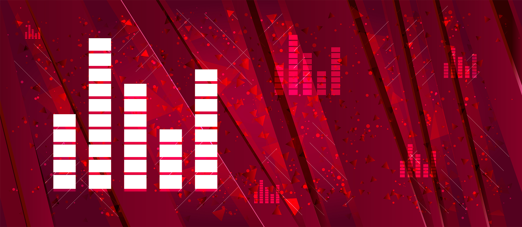 equalizer icon abstract design bright red banner background