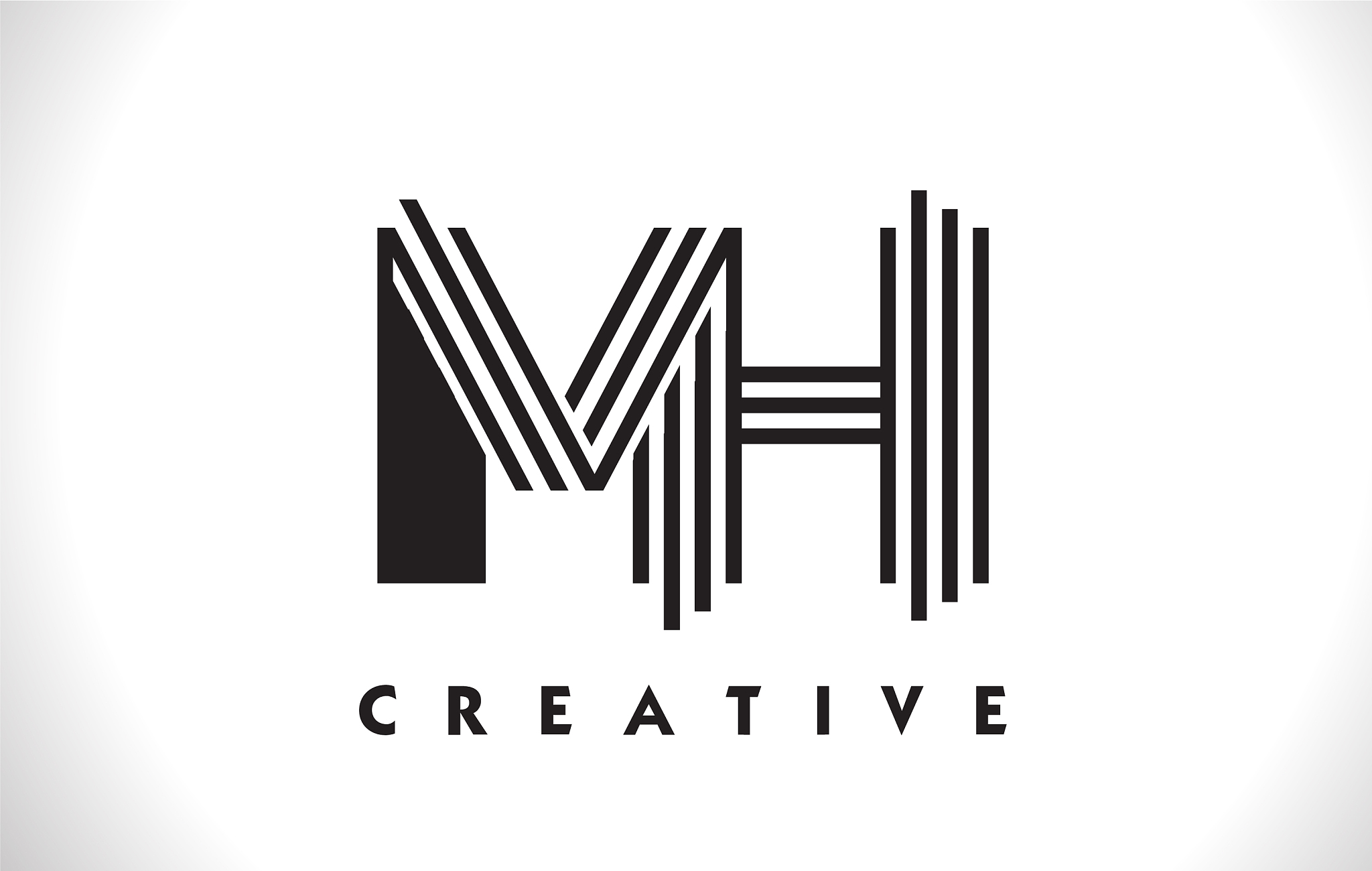 mh logo letter with black lines design line letter