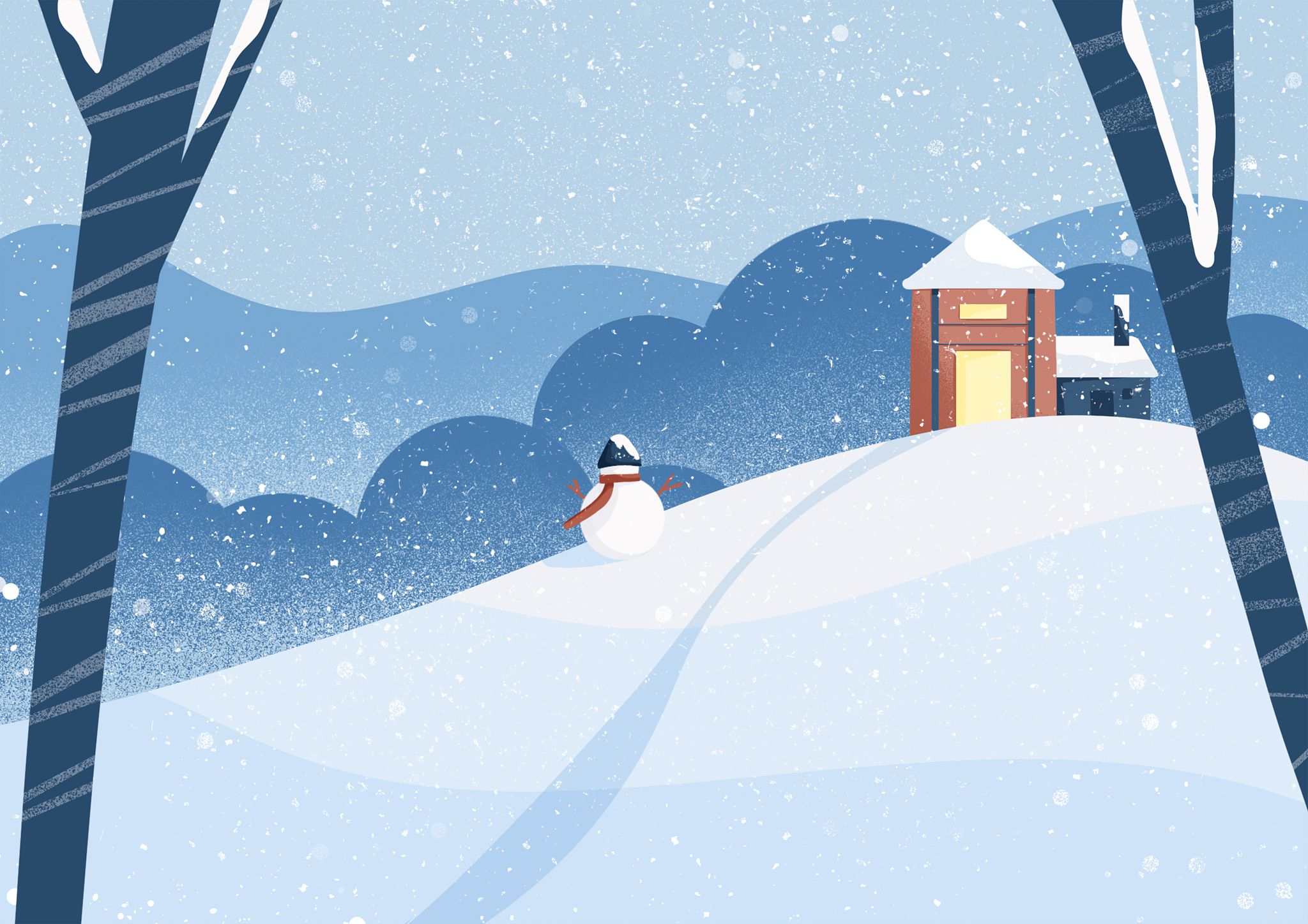 Midjourney 画作描述：雪地中的红衣女子