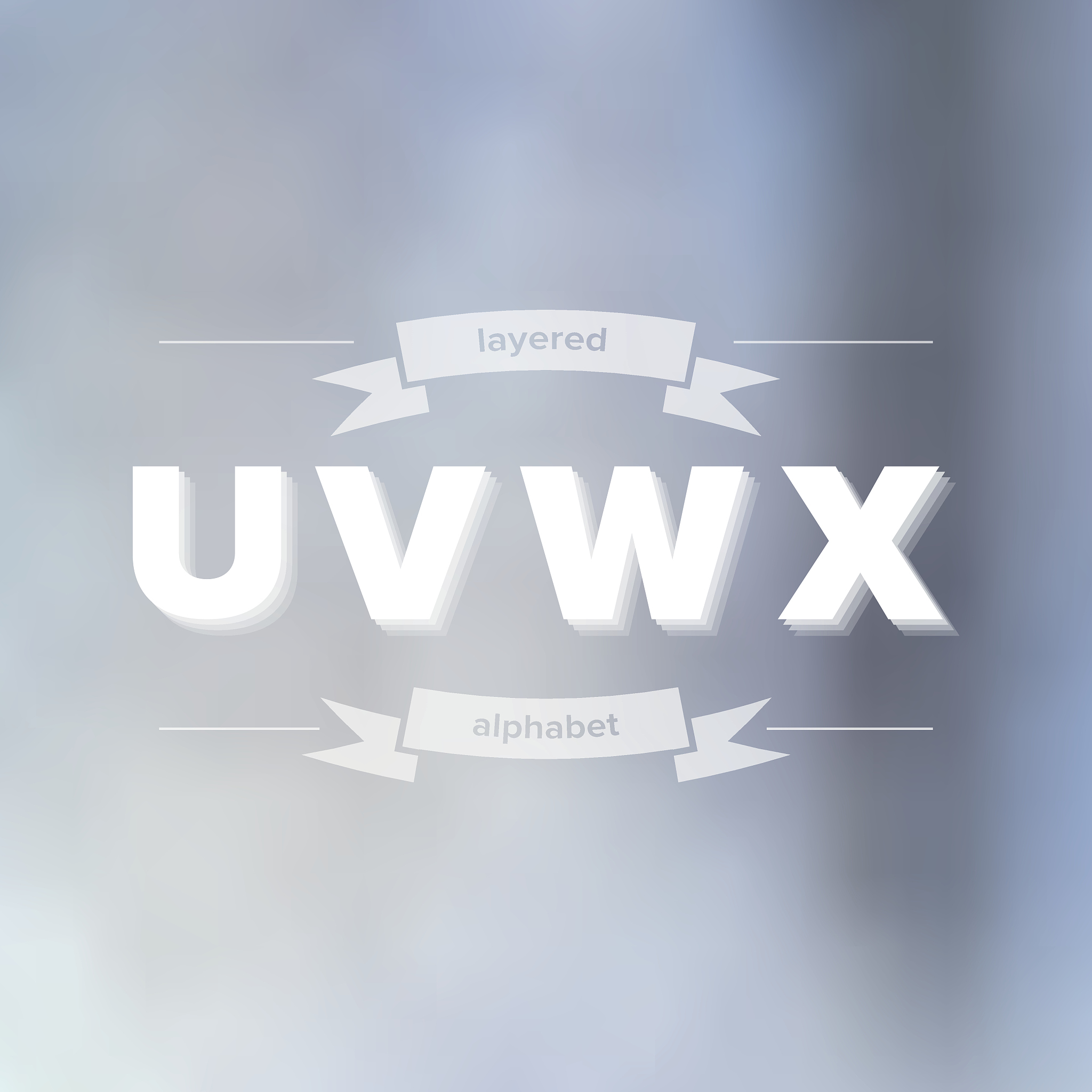 英文字母v,英文字母<strong>w</strong>,英文字母u,英文字母x,字母,平坦的,多层效果
