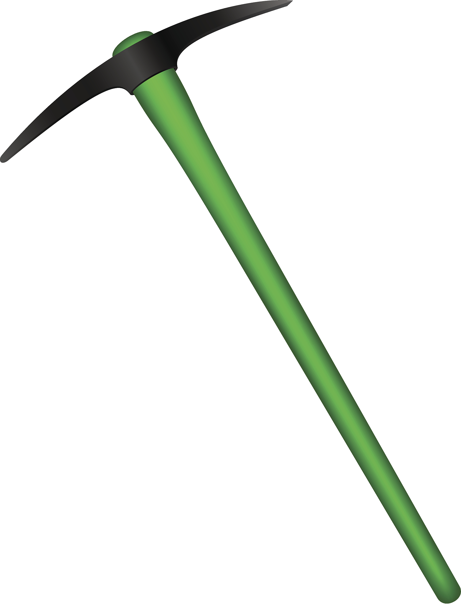 mattock in black design with green handle