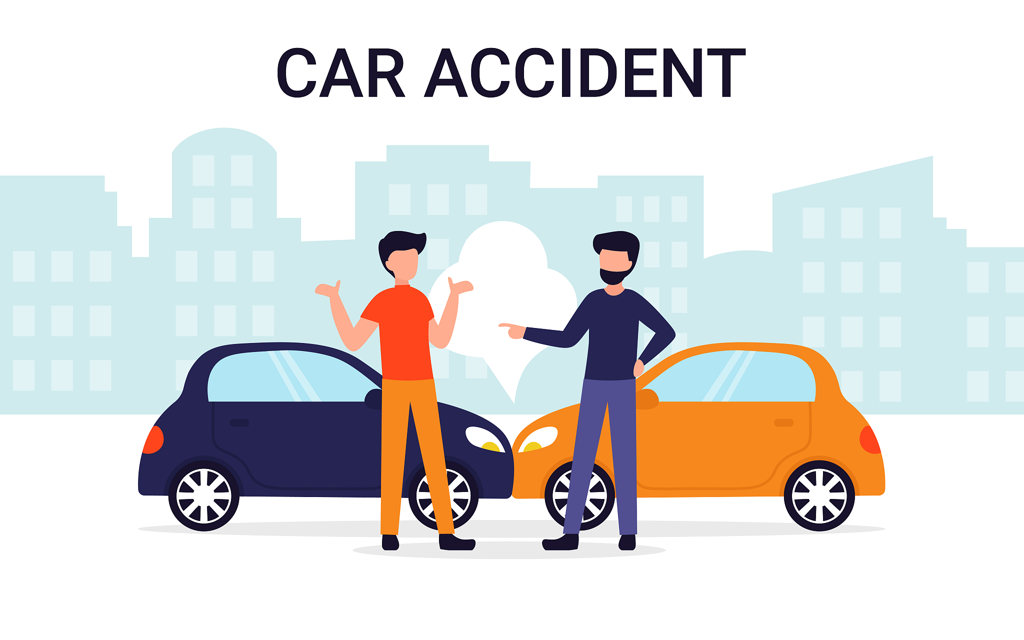car accident concept two man