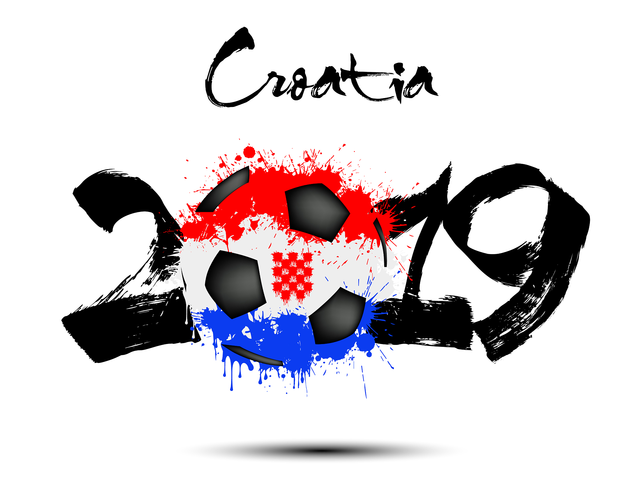 2019 new year and a soccer ball as flag croatia