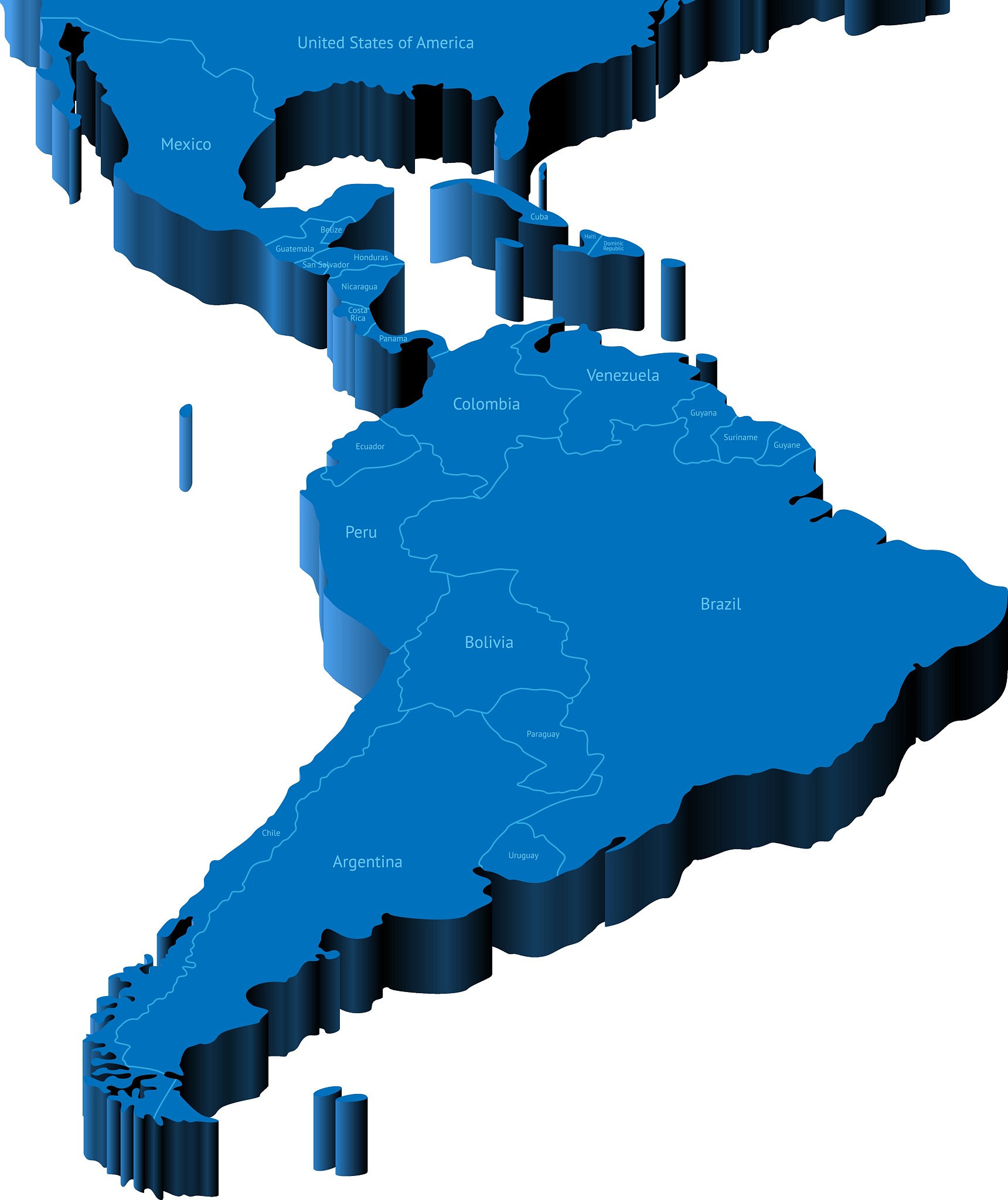 3d map of latin america