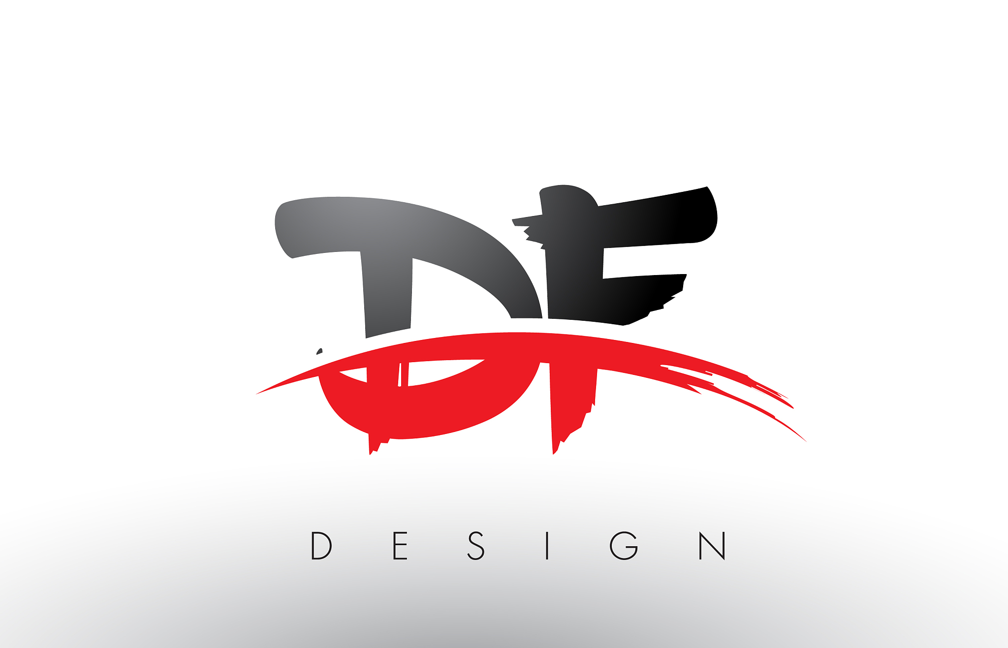 df d f brush logo letters with red and black