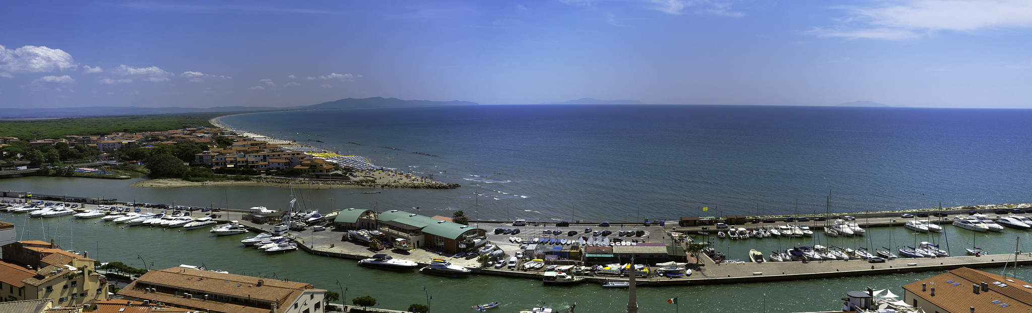 castiglione della pescaia, tuscany, marina panorama. color image