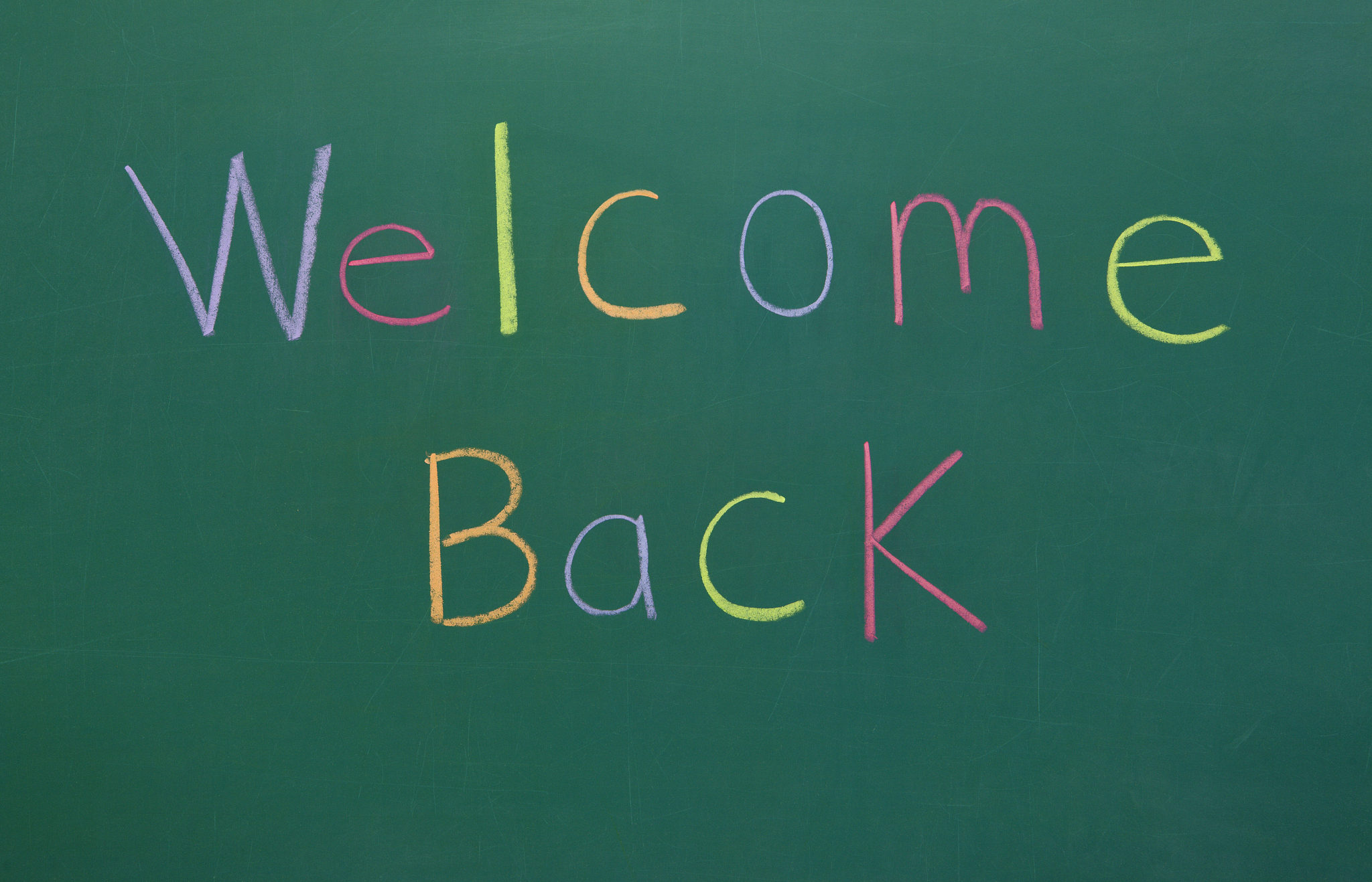 welcome back on chalkboard