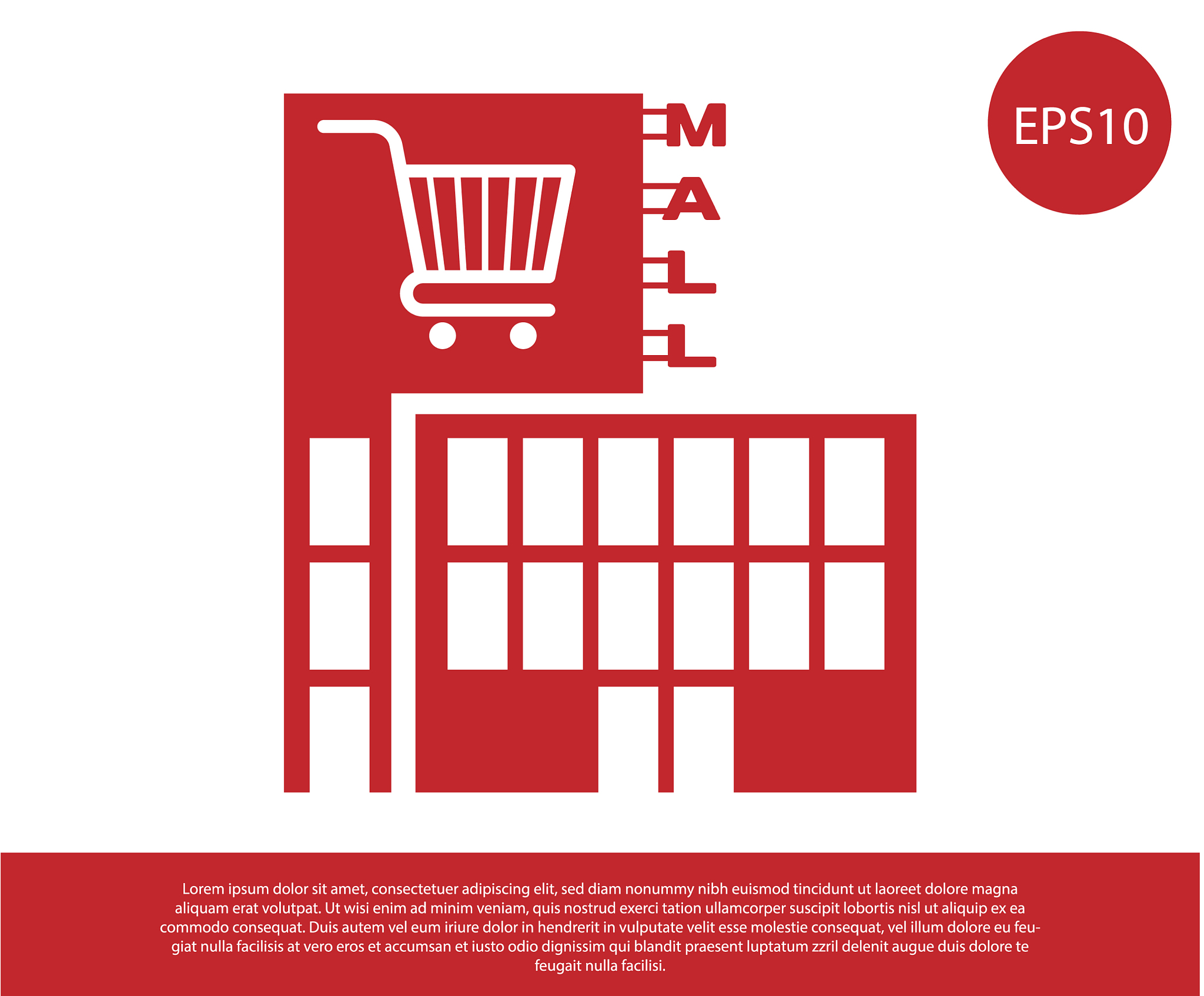 red mall or supermarket building with shopping