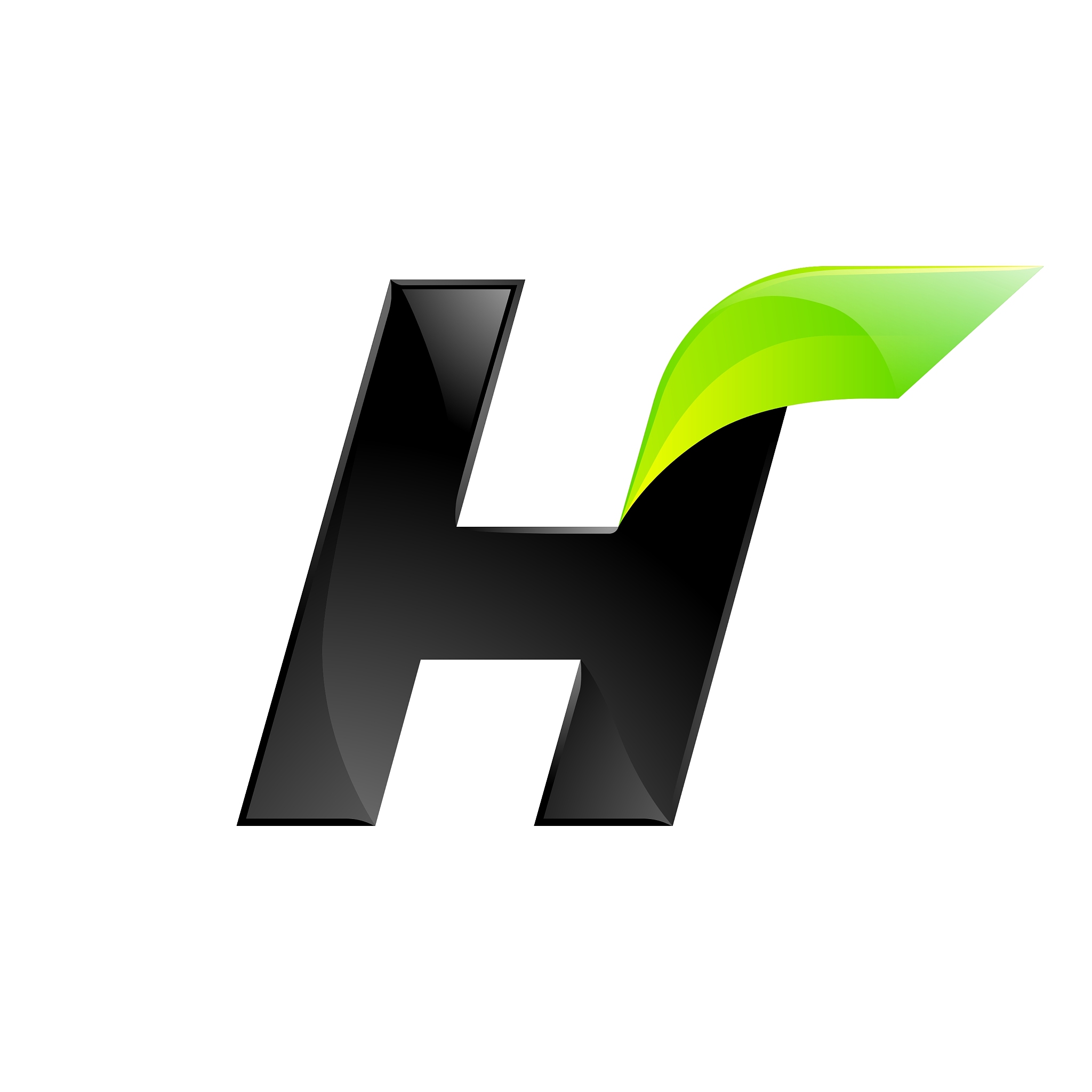 h letter black and green logo design fast speed