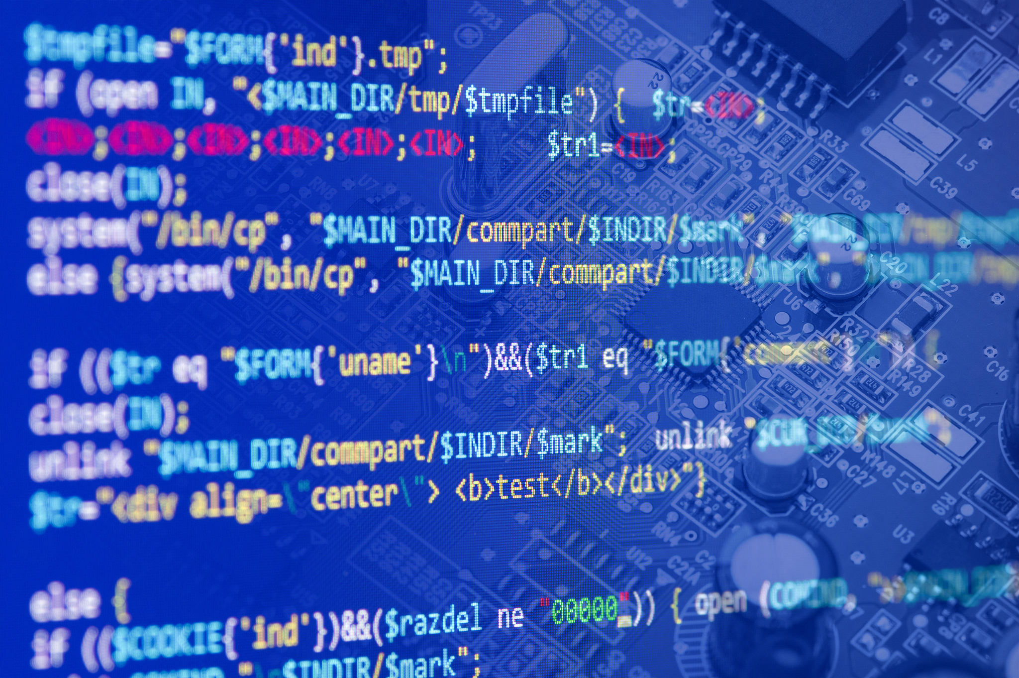 software computer programming code and circuit board abstract te