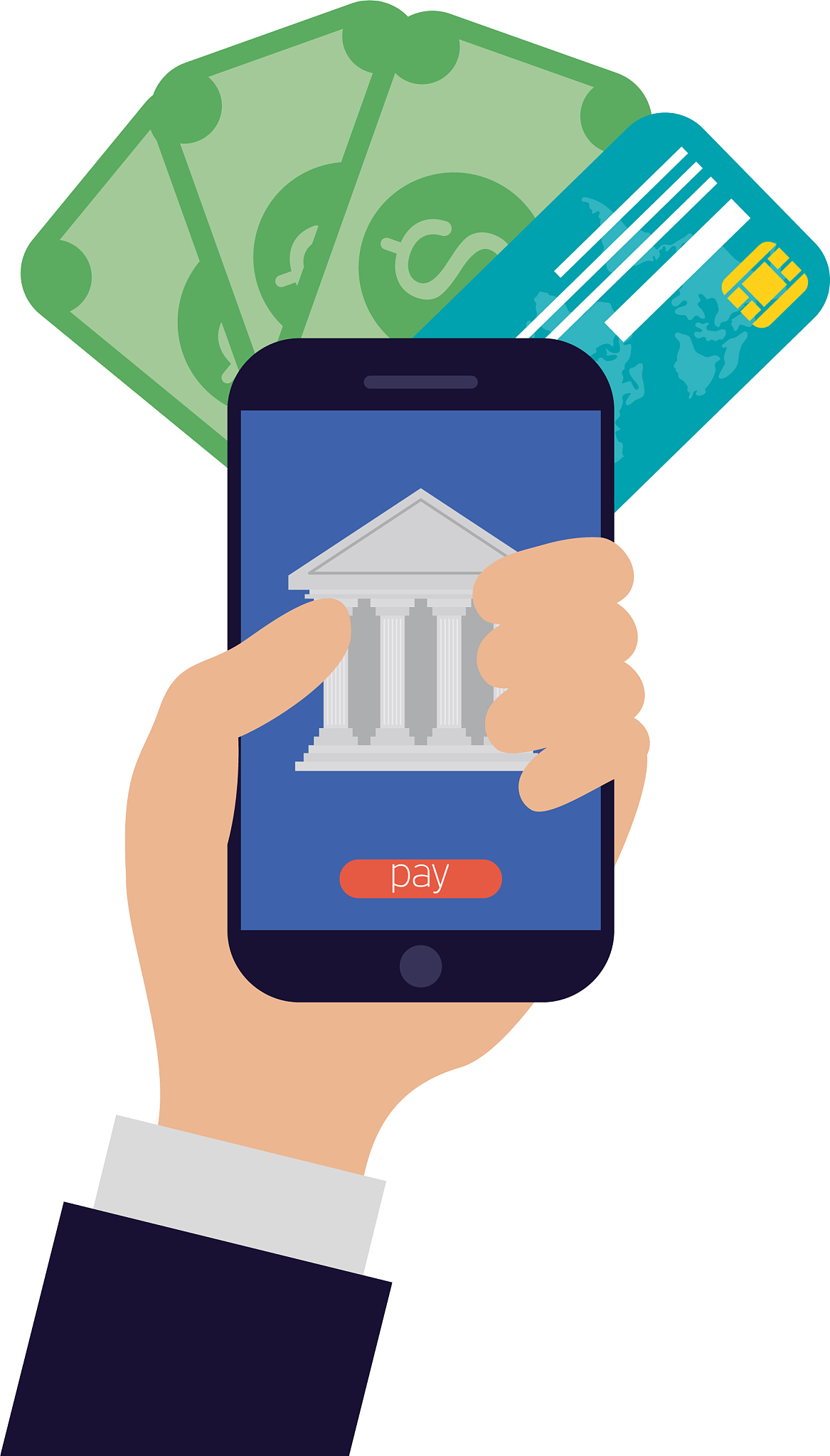 business online ecommerce with hand and smartphone