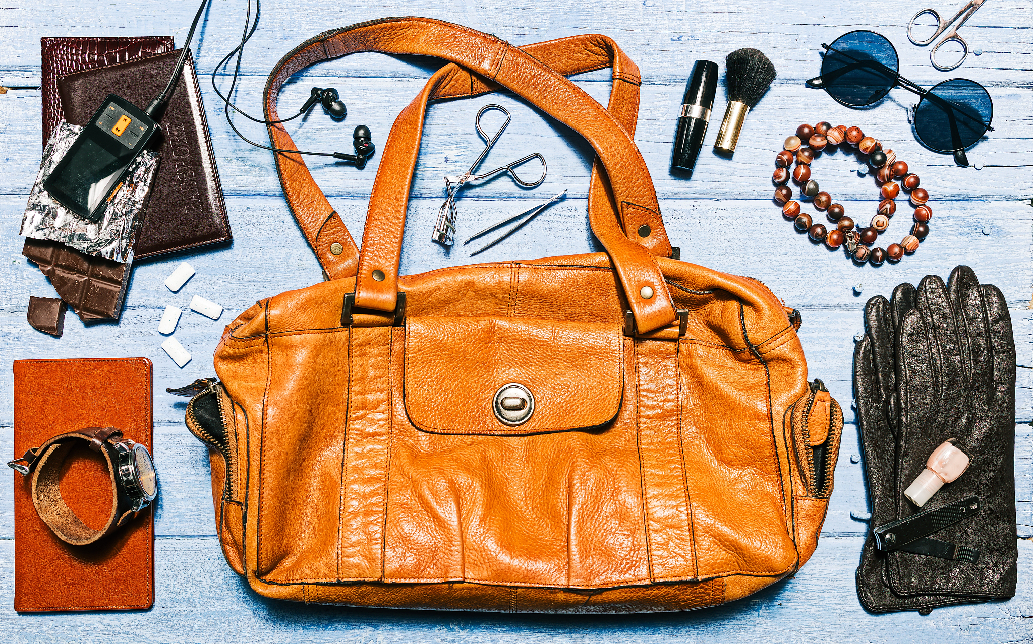 female accessories top view