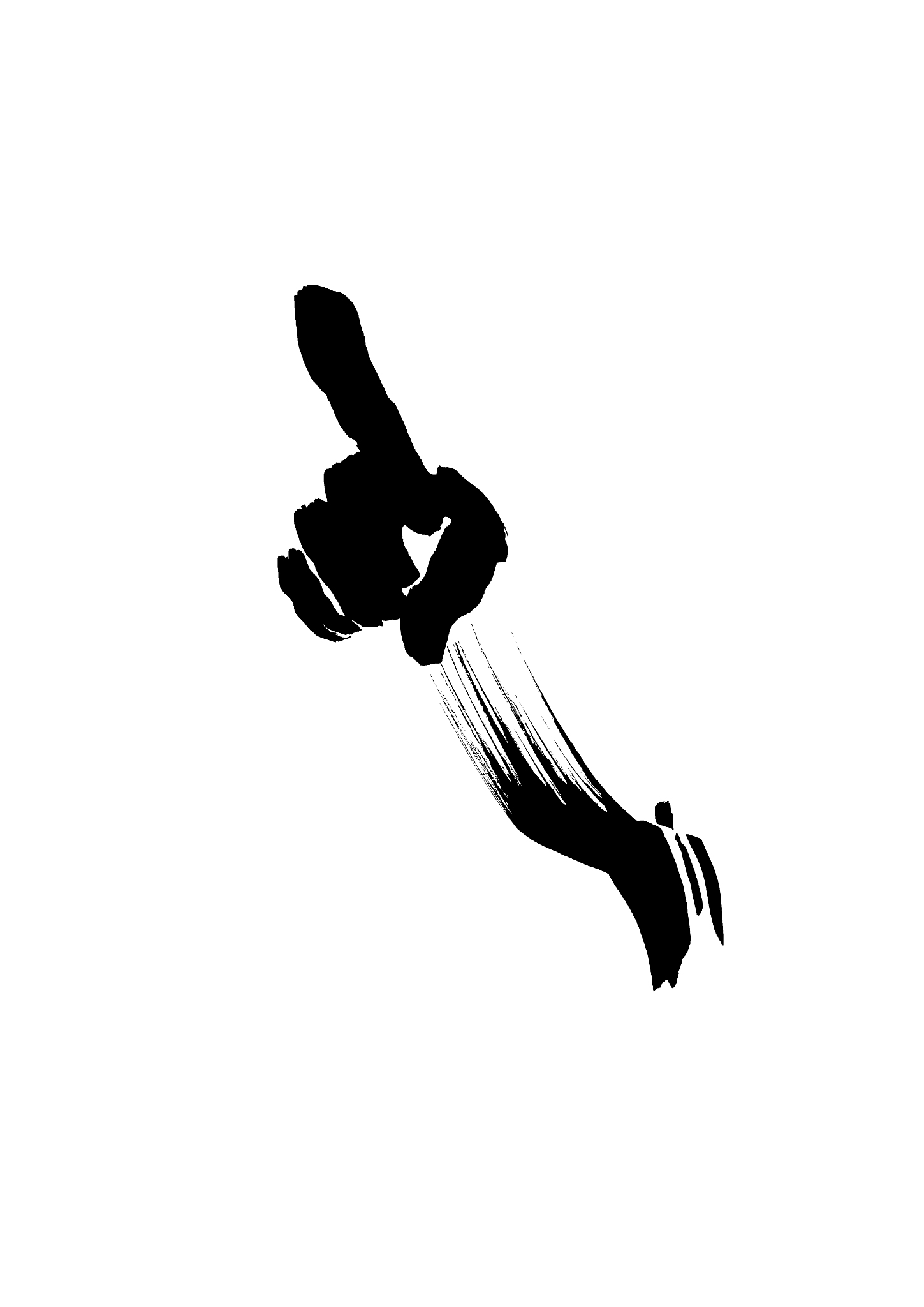 black ink illustration, man pointing his finger