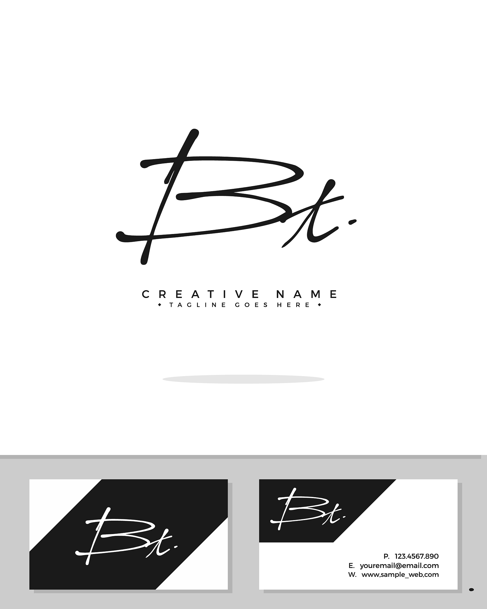 b t bt initial logo signature handwriting