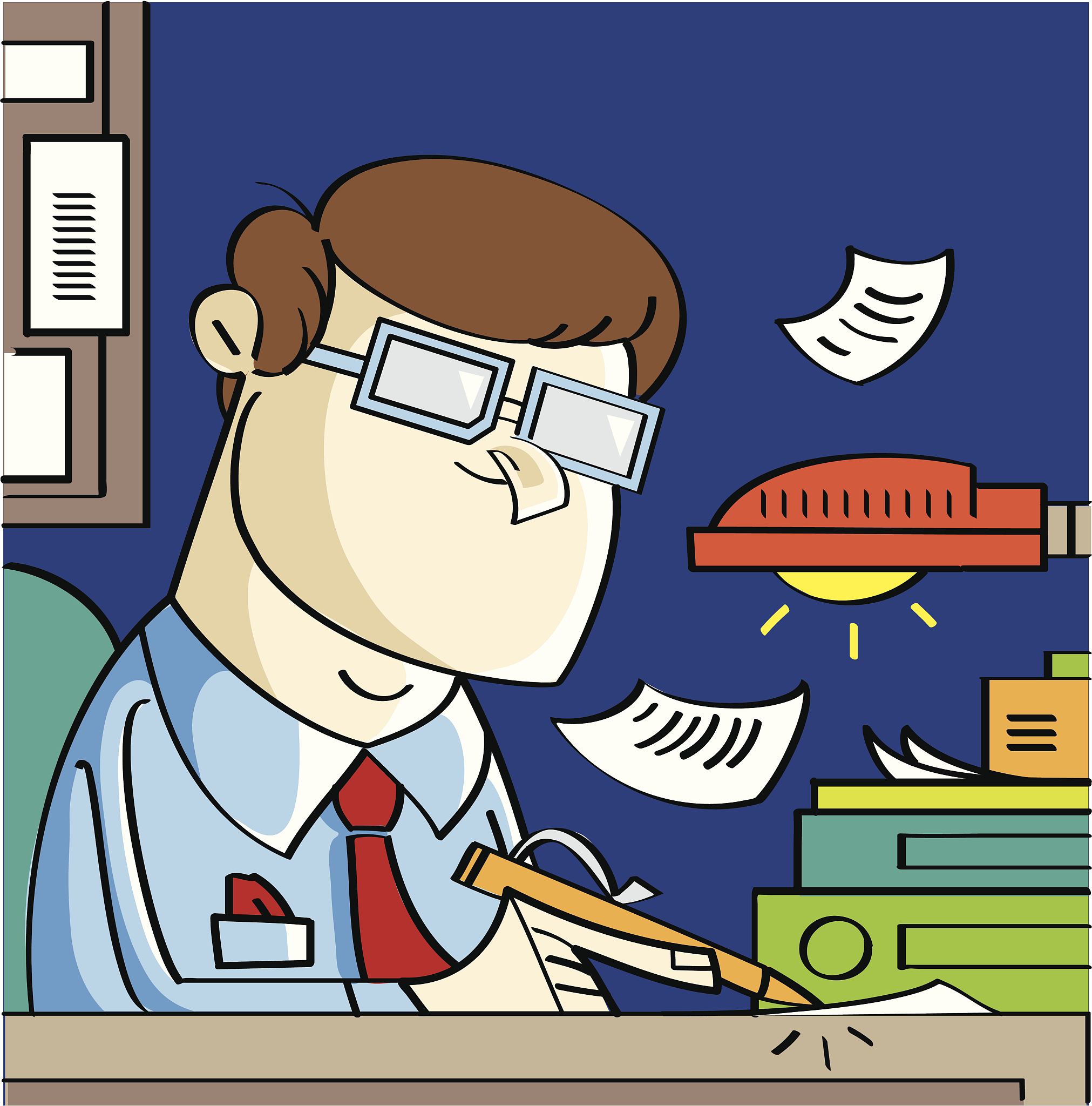 working at office