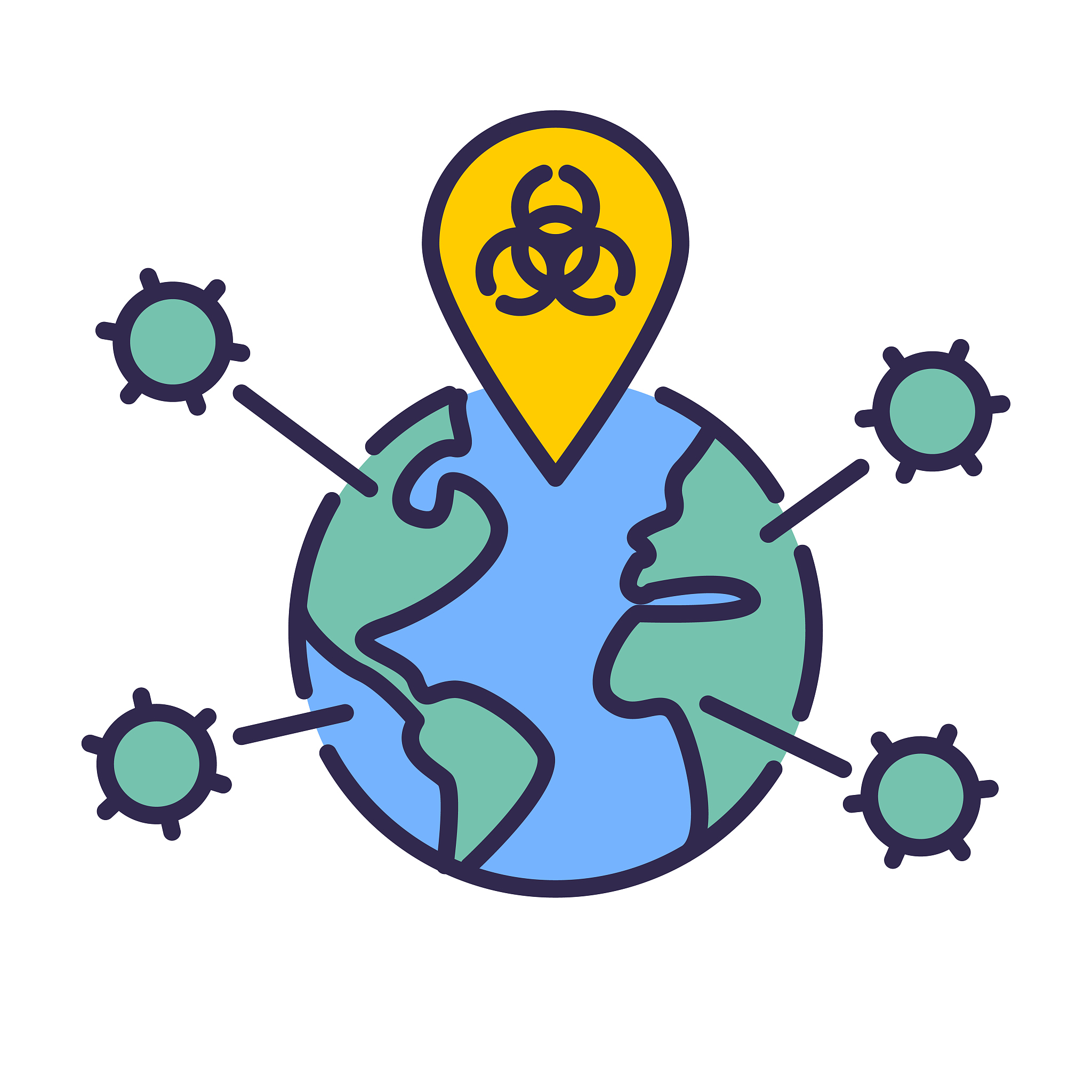 vector thin line icon illustration with planet earth globe, bioh