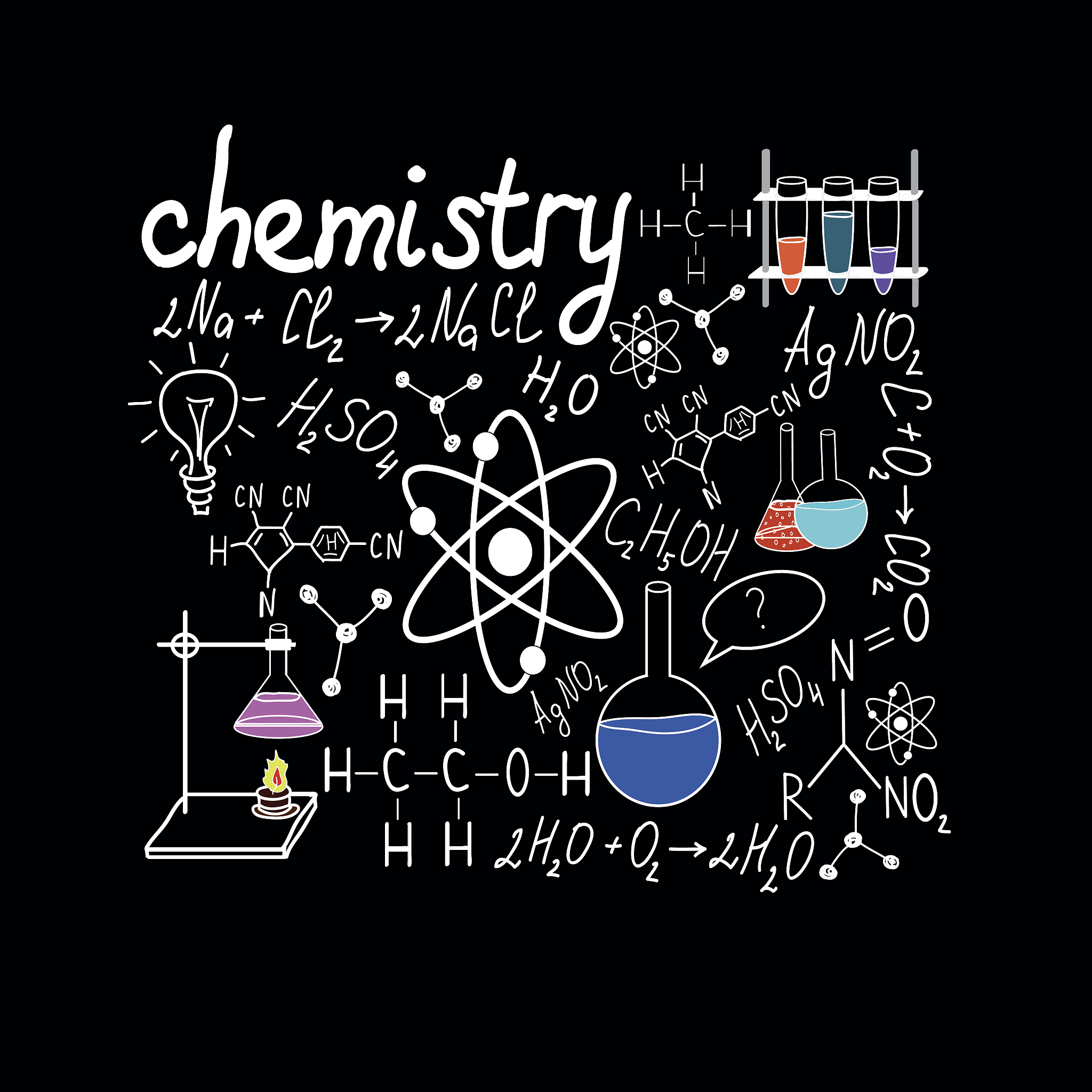 chemystry doodles on school squared paper