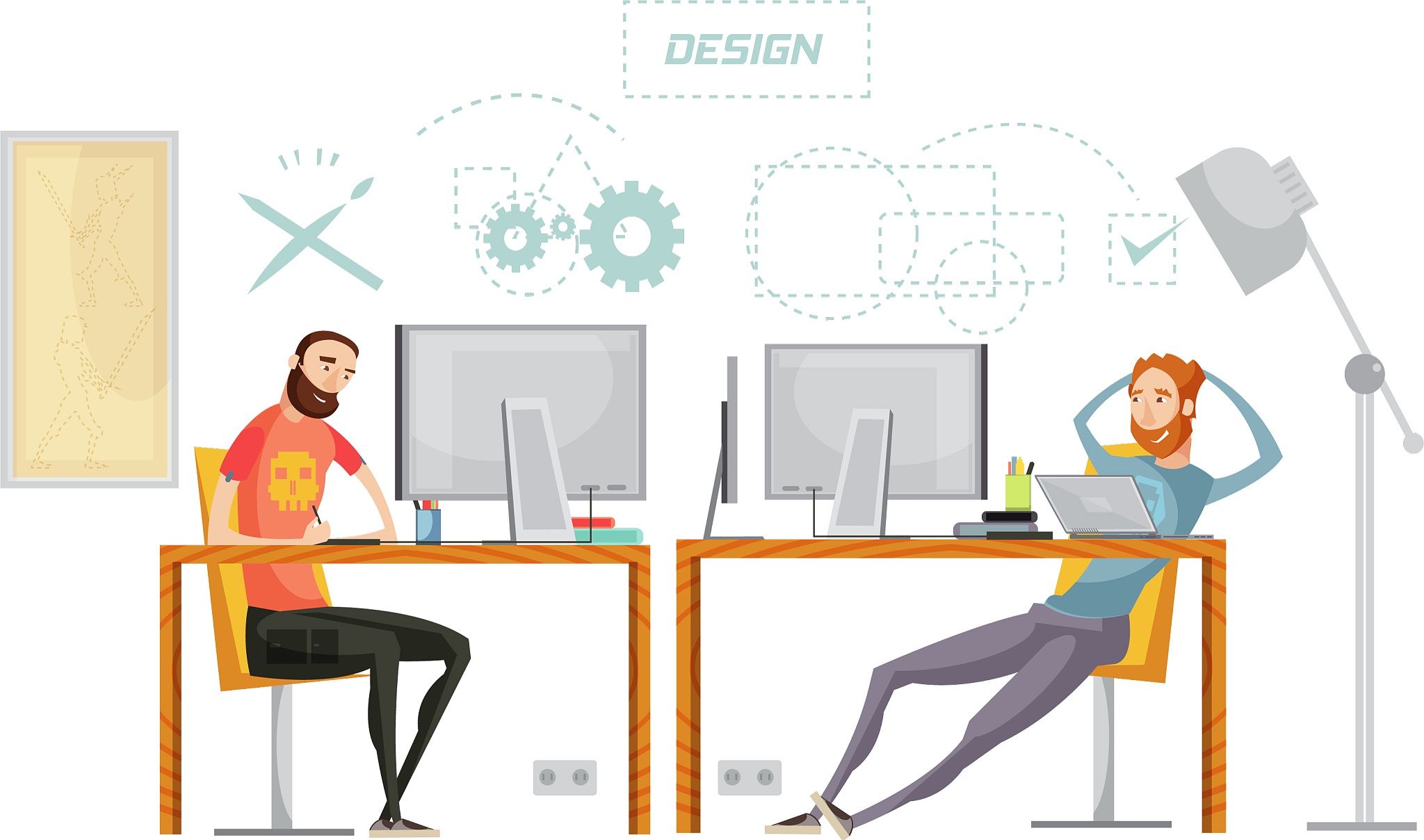 game design office composition