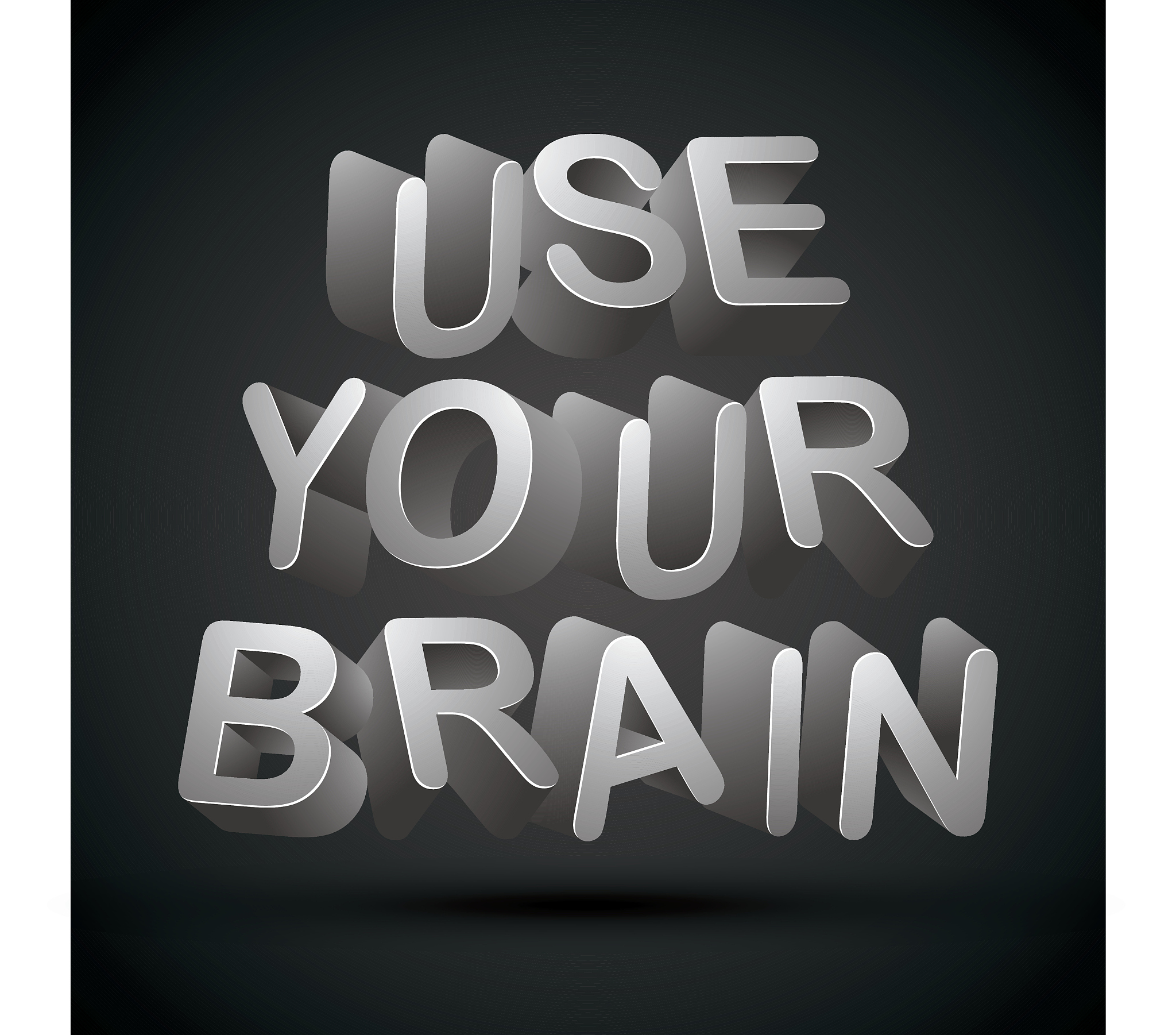 use your brain phrase made with 3d letters.